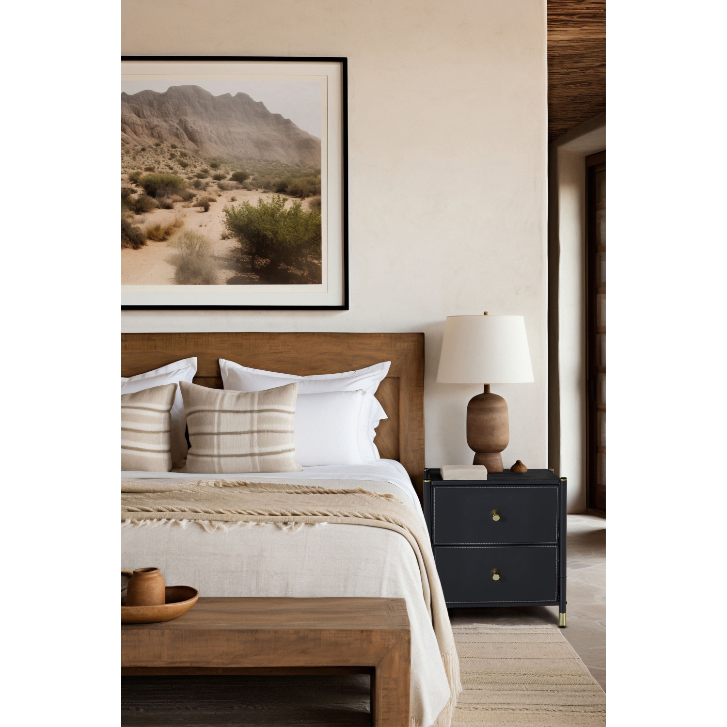 DECOMOMO Luxore Nightstand, Side End Table with 2 Drawers, for Bedroom, Black and Gold