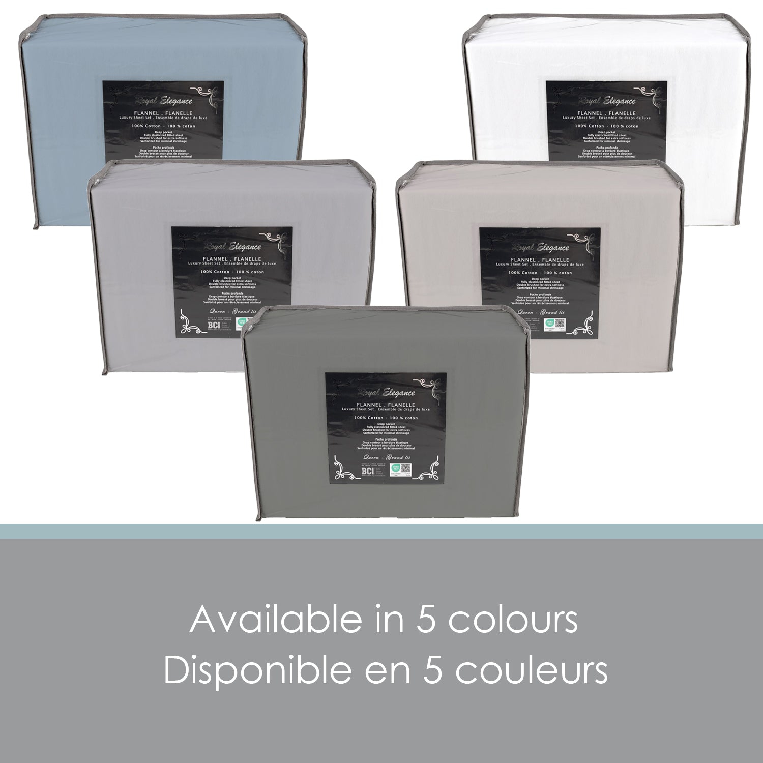 Coton House - Ensemble de draps en flanelle, 100 % coton, lit simple, taupe