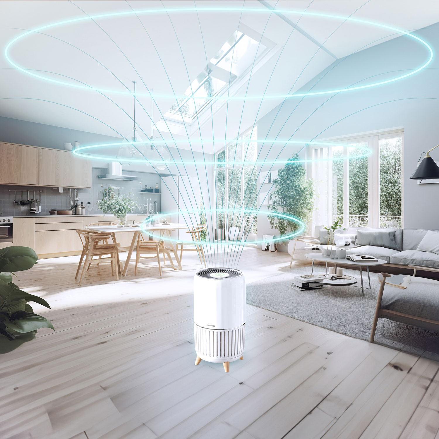 Purificateur d'air intelligent Wi-Fi 3-en-1 T200 de HoMedics avec filtre HEPA