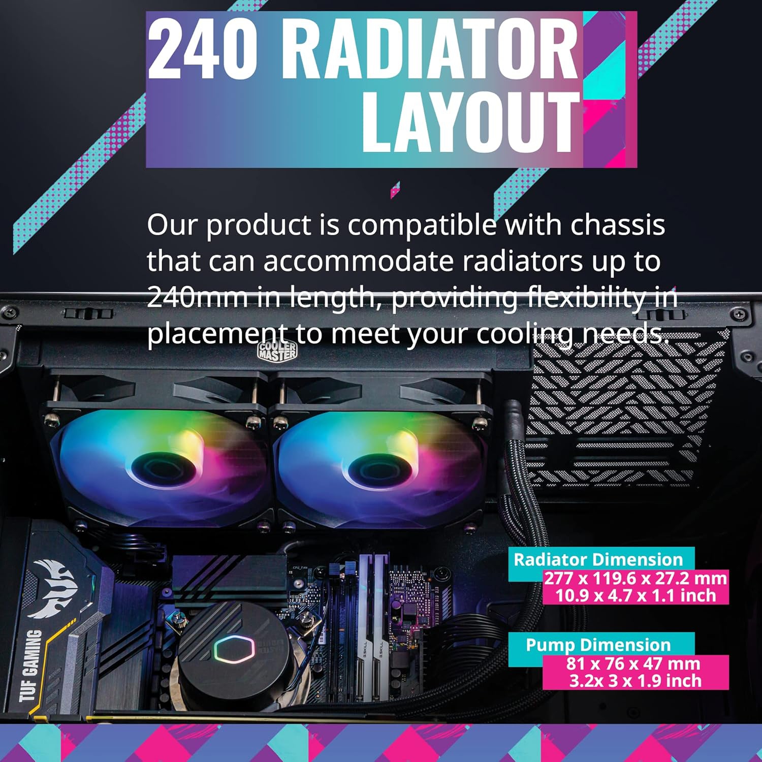 Cooler Master MasterLiquid 240&nbsp;L Core, pompe double chambre Gen S, refroidisseur liquide tout-en-un ARGB 240&nbsp;mm