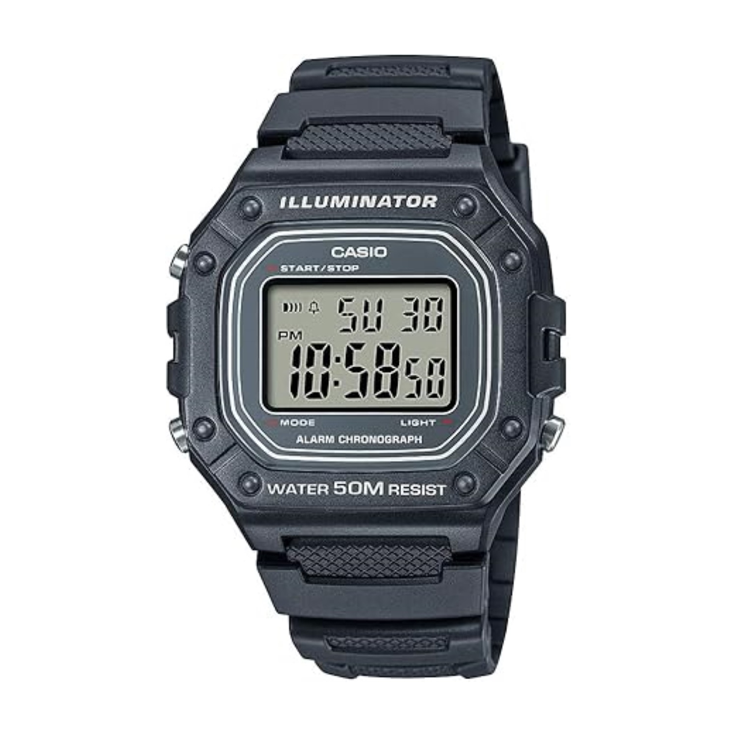 Casio W218H Series | Men’s Digital Watch | 50M WR | 1/100 Second Stopwatch | 100 SEC Chrono | LED Backlight | Countdown Timer | Daily Alarm | Hourly