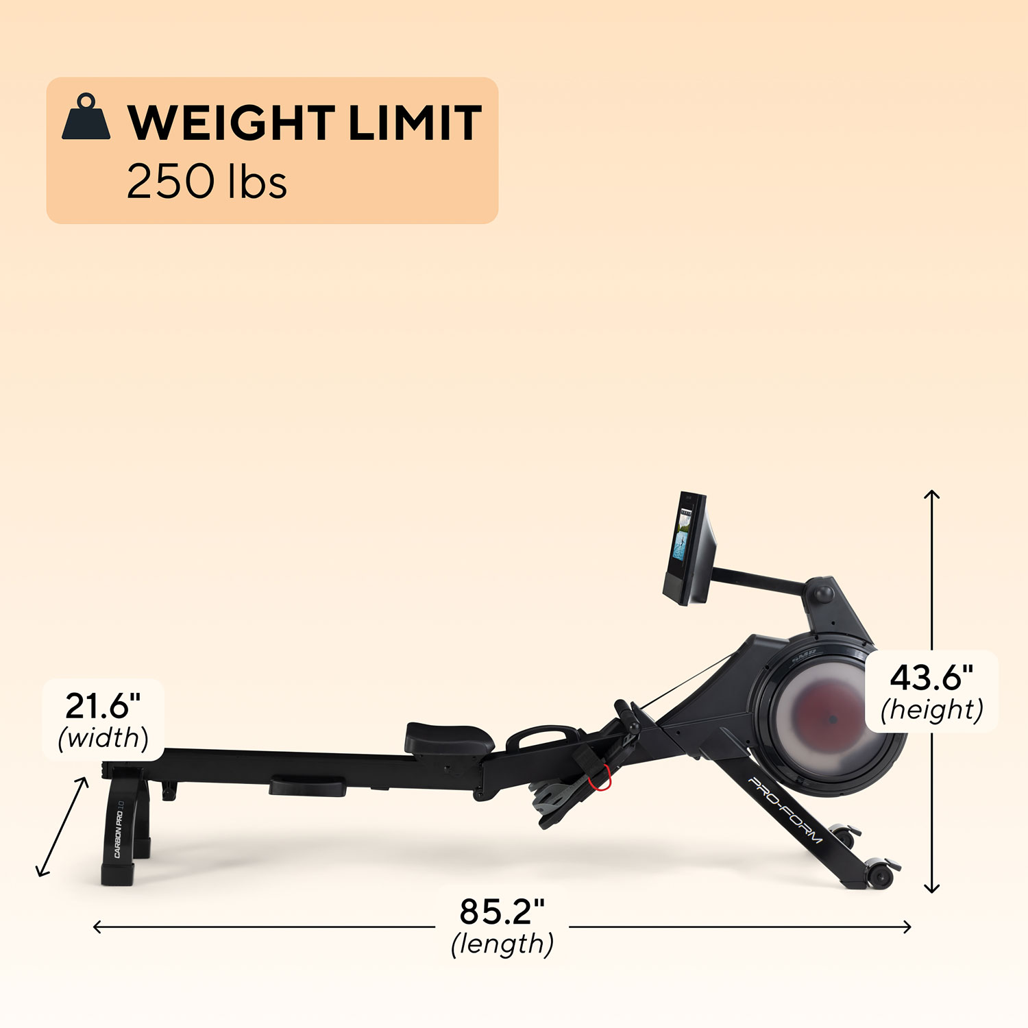 ProForm Carbon Pro10 Rower with 10" Touchscreen Display