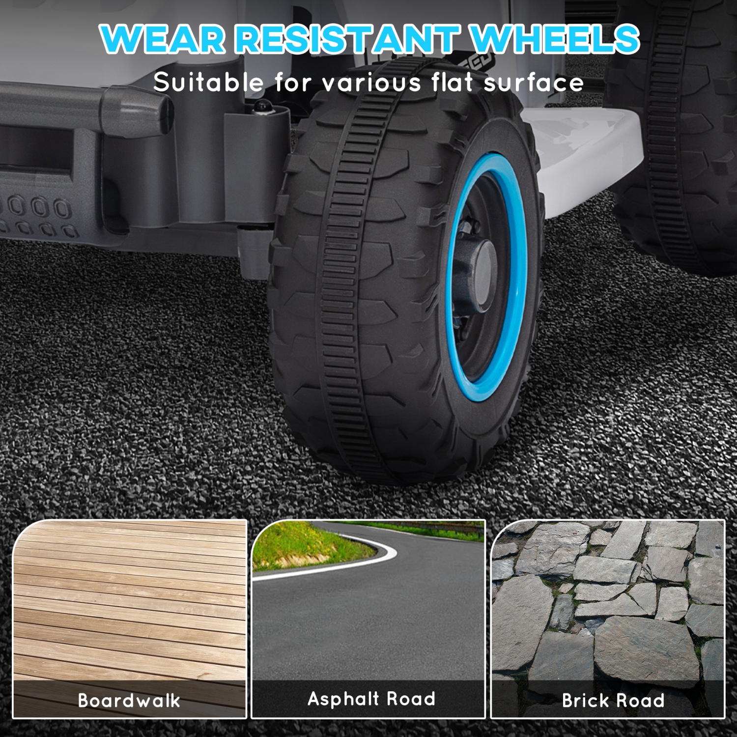 VTT 6&nbsp;V de Qaba pour enfants, 4 roues, porteur électrique à batterie avec phares à DEL, vers l'avant, pour garçons et filles, blanc