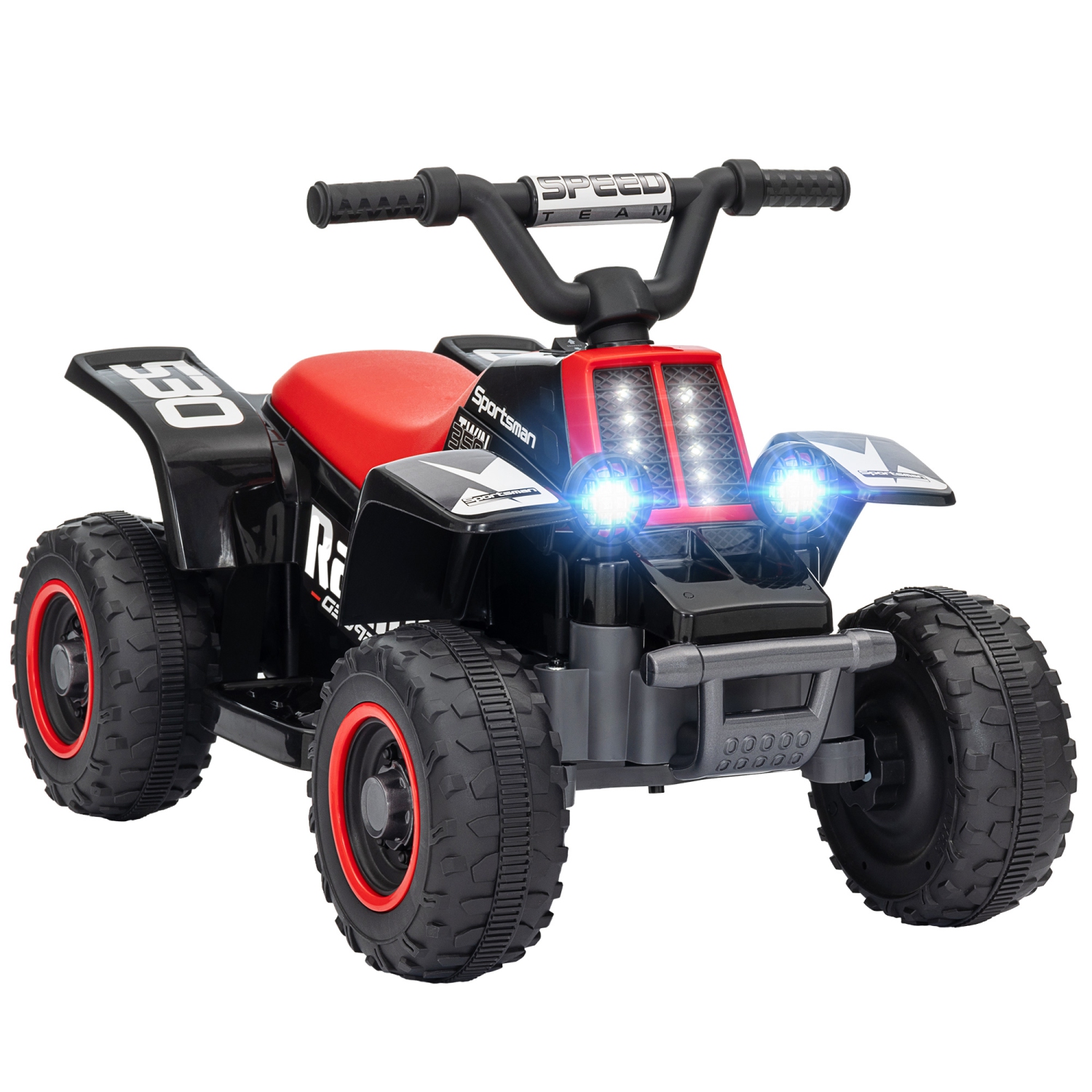 Qaba 6V Kids ATV Quad, 4 Wheeler Battery Powered Electric Ride on Car with LED Headlights, Forward Backward, for Boys and Girls, Black
