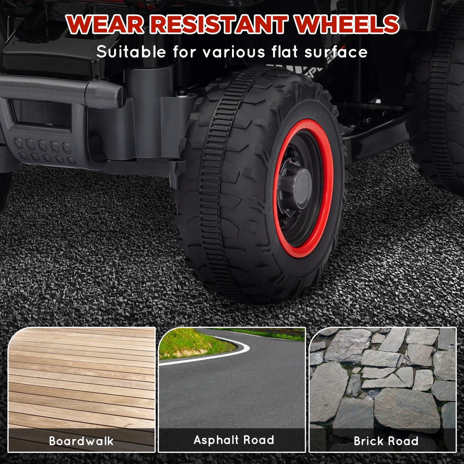 Qaba 6V Kids ATV Quad, 4 Wheeler Battery Powered Electric Ride on Car with LED Headlights, Forward Backward, for Boys and Girls, Black