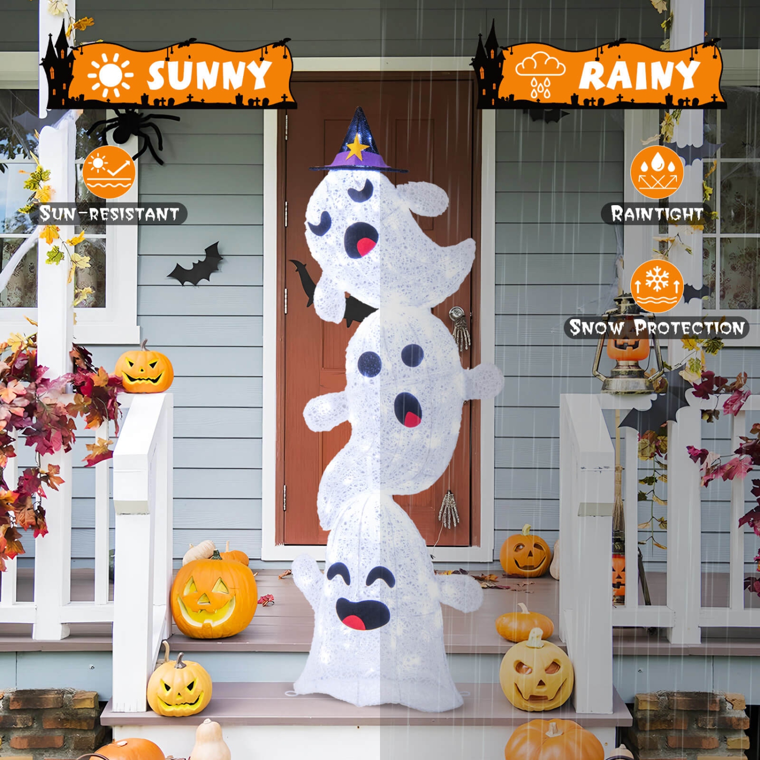 4 Ft Light up Halloween Ghosts Decorations with Built-in LED lights Outdoor
