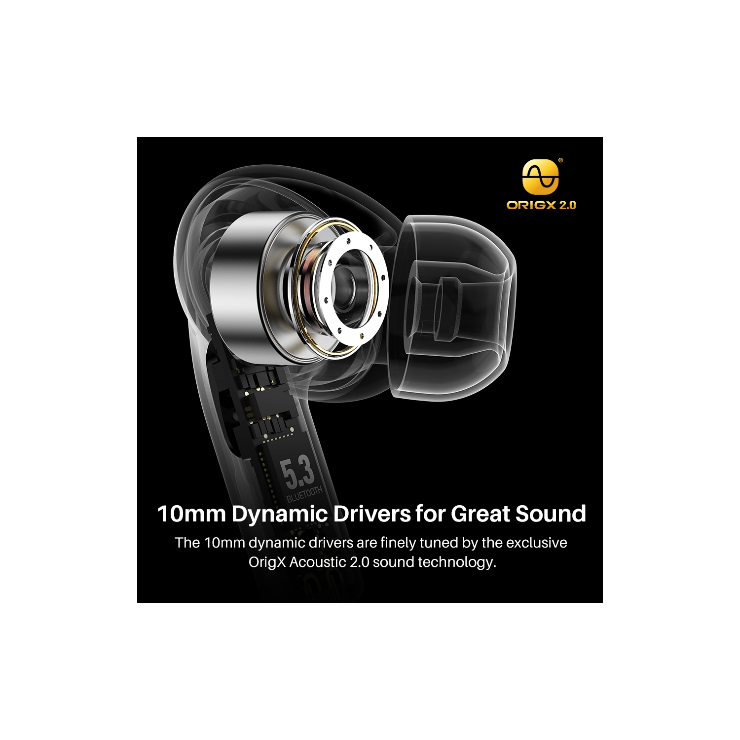 TOZO T20 Wireless Earbuds Bluetooth Headphones with LED Digital Display Built-in Mics Call Noise Cancelling -Black