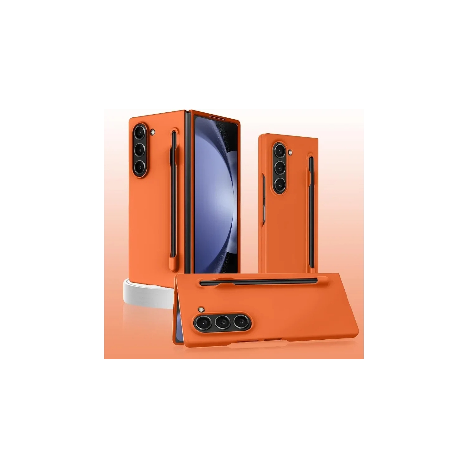 For Samsung Galaxy Z Fold 4 Slim Matte PC Shockproof Phone Cases With S Pen -Black