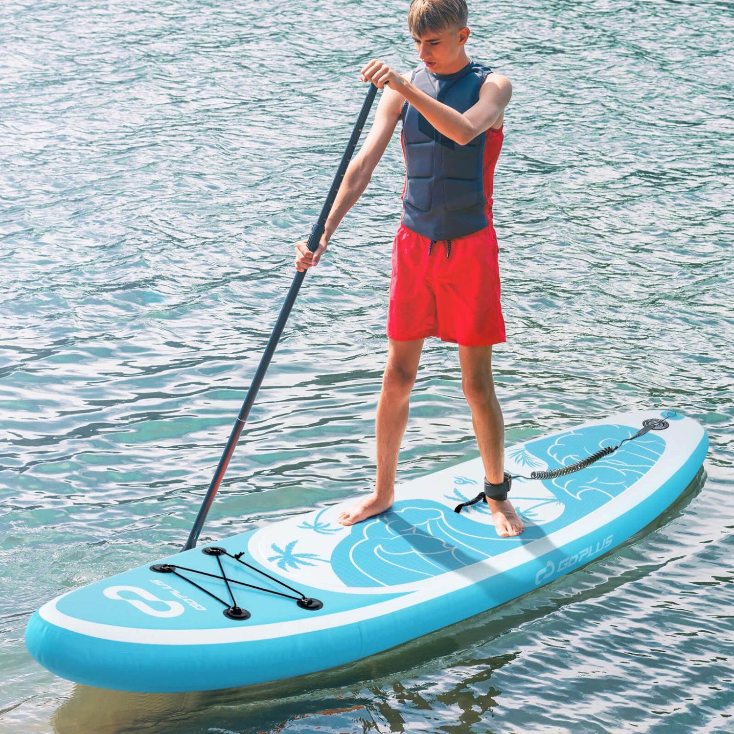Goplus Small Inflatable SUP Board, Portable Paddle Board with 5D rings Stand Up Paddle Board for Youth & Adult