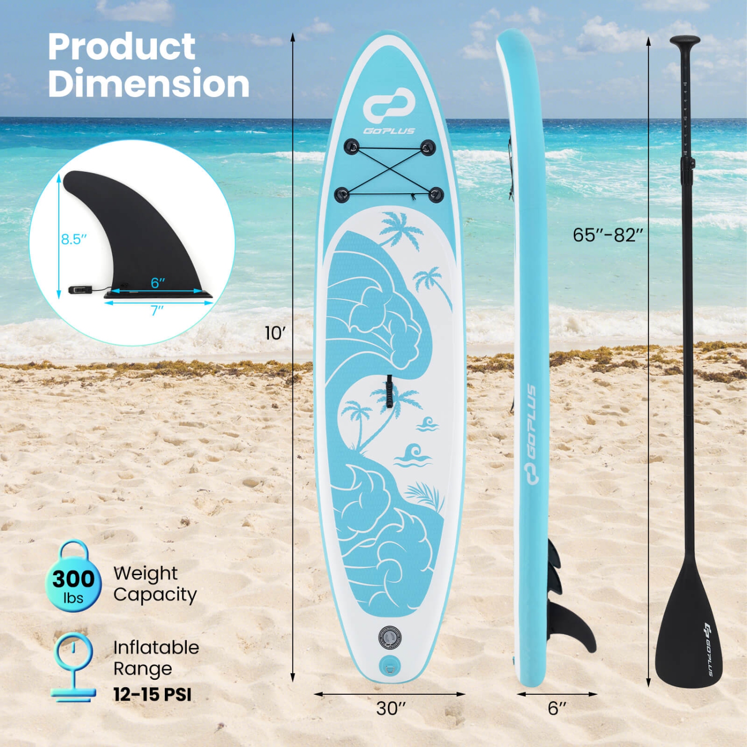 Goplus Small Inflatable SUP Board, Portable Paddle Board with 5D rings Stand Up Paddle Board for Youth & Adult