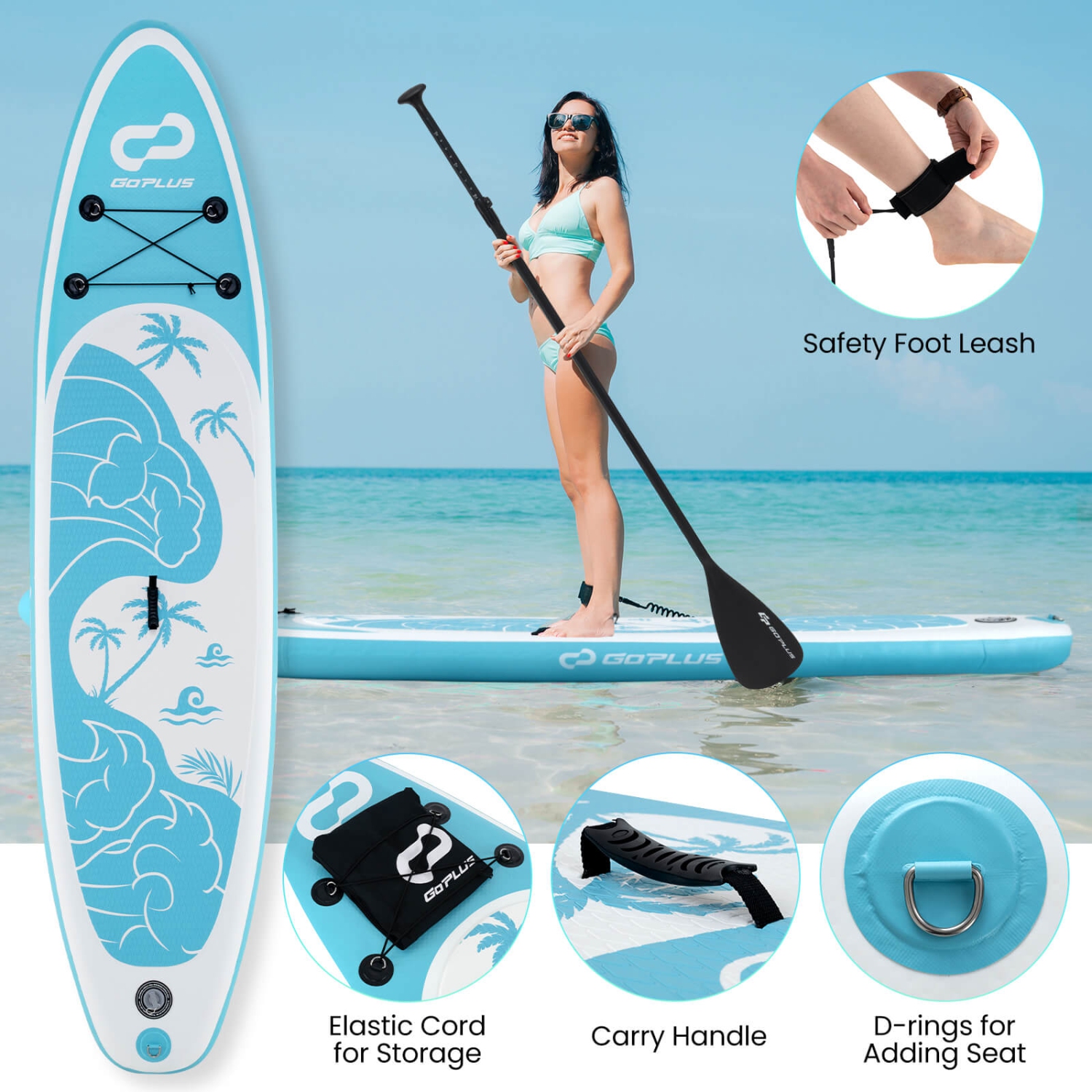 Goplus Small Inflatable SUP Board, Portable Paddle Board with 5D rings Stand Up Paddle Board for Youth & Adult