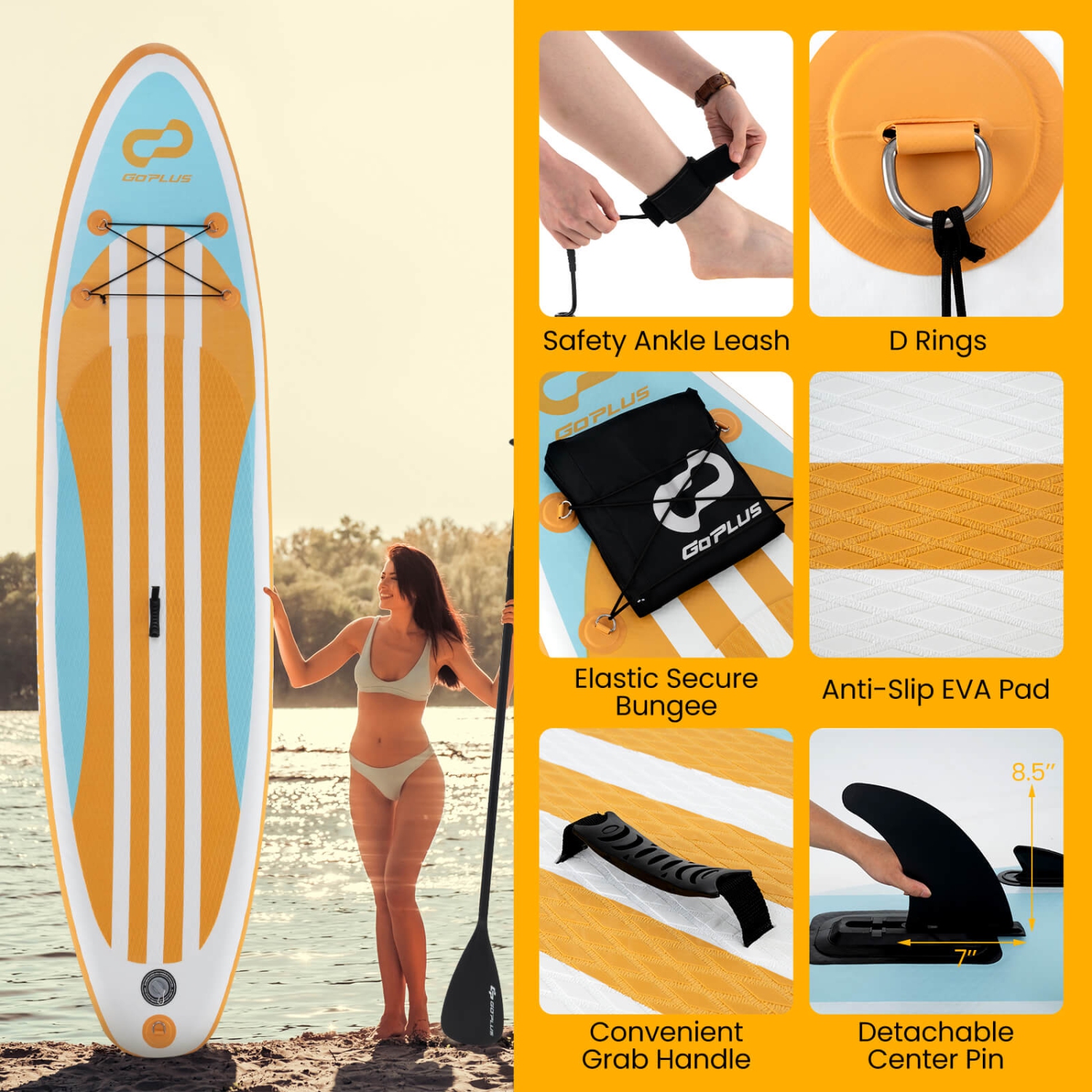 Goplus Small Inflatable SUP Board, Portable Paddle Board with 5D rings Stand Up Paddle Board for Youth & Adult