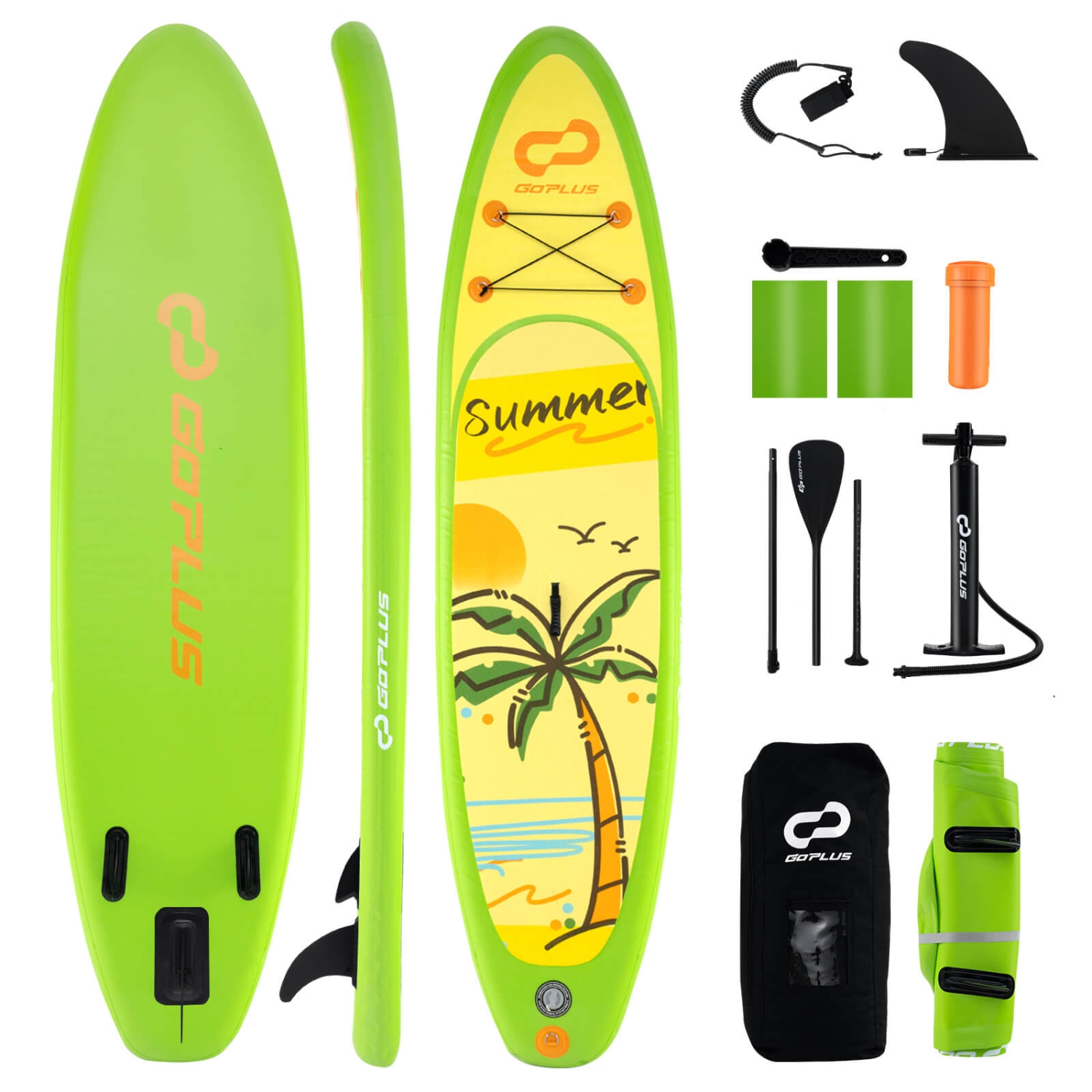 Goplus Large Inflatable SUP Board, Portable Paddle Board with 5D rings Stand Up Paddle Board for Youth & Adult