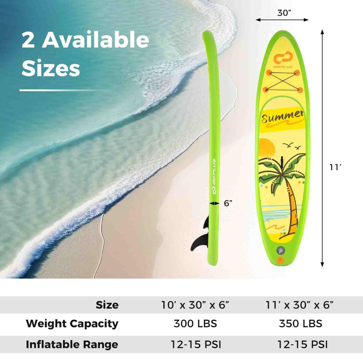 Goplus Large Inflatable SUP Board, Portable Paddle Board with 5D rings Stand Up Paddle Board for Youth & Adult