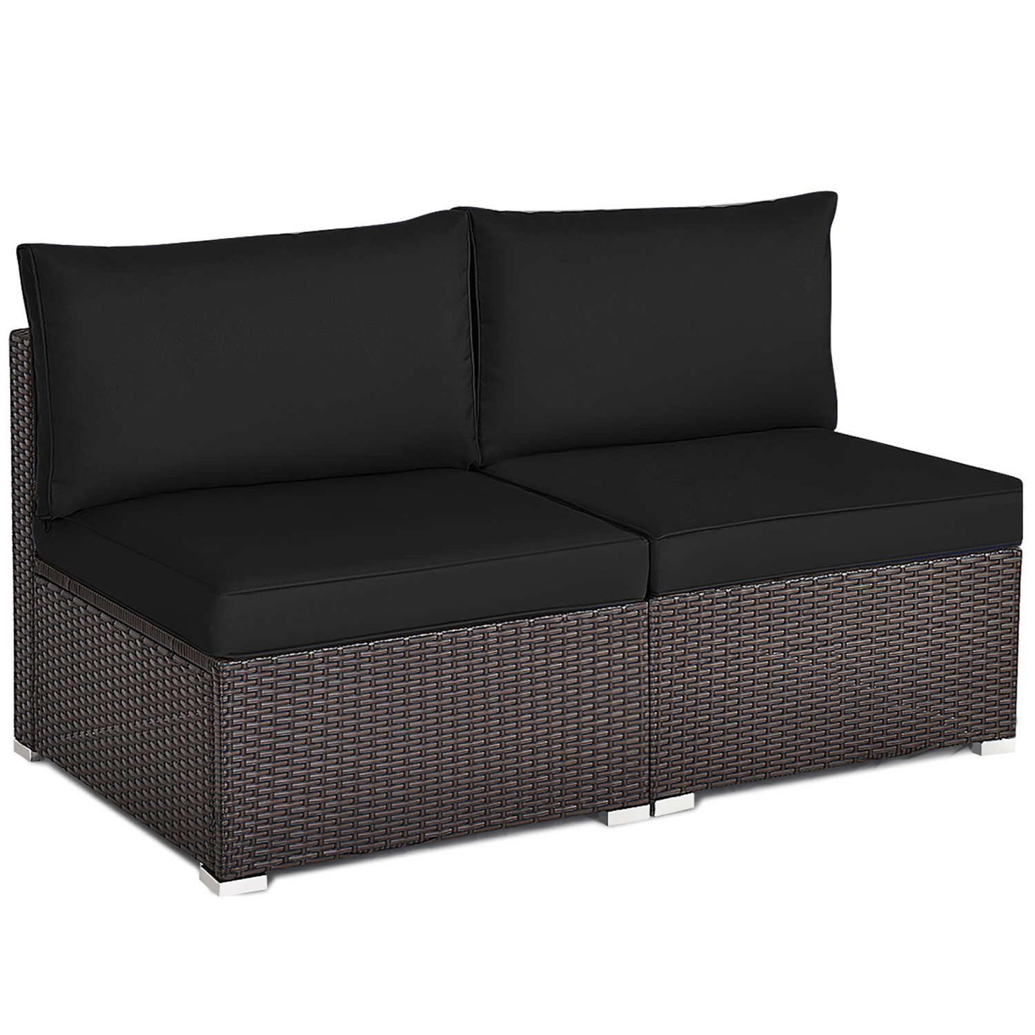 Ensemble de patio de 2pcs pièces en rotin avec divan modulaire et coussin de Costway