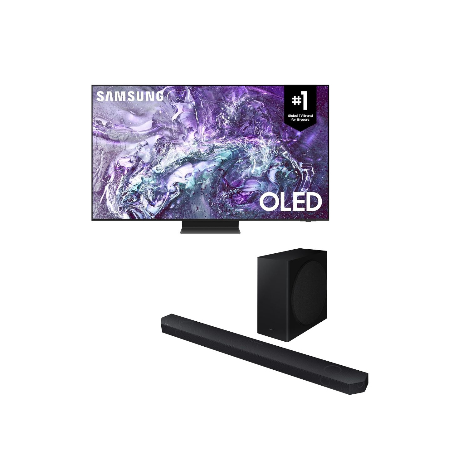 SAMSUNG 65-Inch OLED HDR Pro AI powered 4K S95D Series, Glare Free Screen, 144 Hz refresh rate, Object Tracking Sound+, Q Symphony, Gaming Hub - [QN65S95DAFXZC + HW-Q800D]