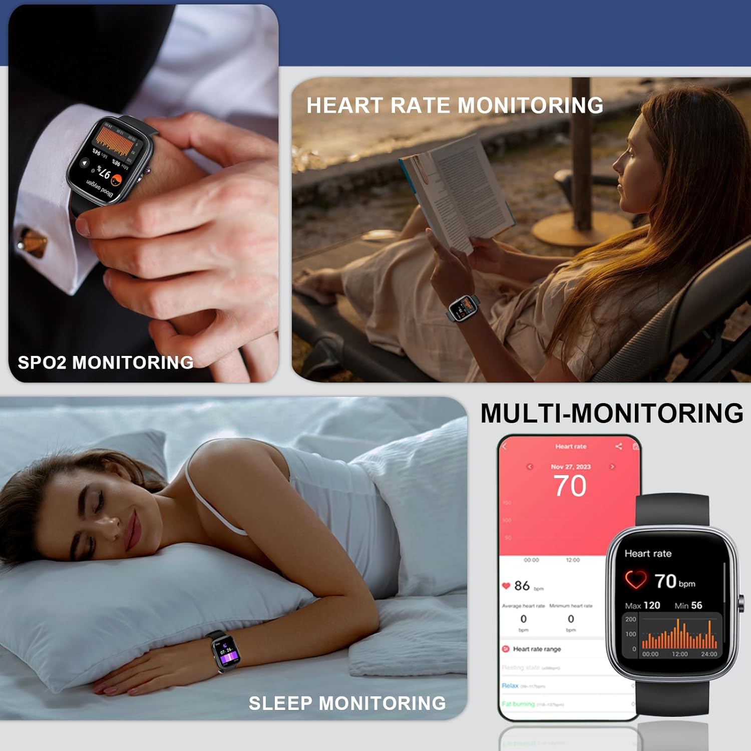 Smart Watch for Women Men, Bluetooth Call, 1.91" HD Touch Screen Fitness Watch with Heart Rate/Sleep/SpO2 Monitor, 100+ Sports Modes, IP68 Waterproof