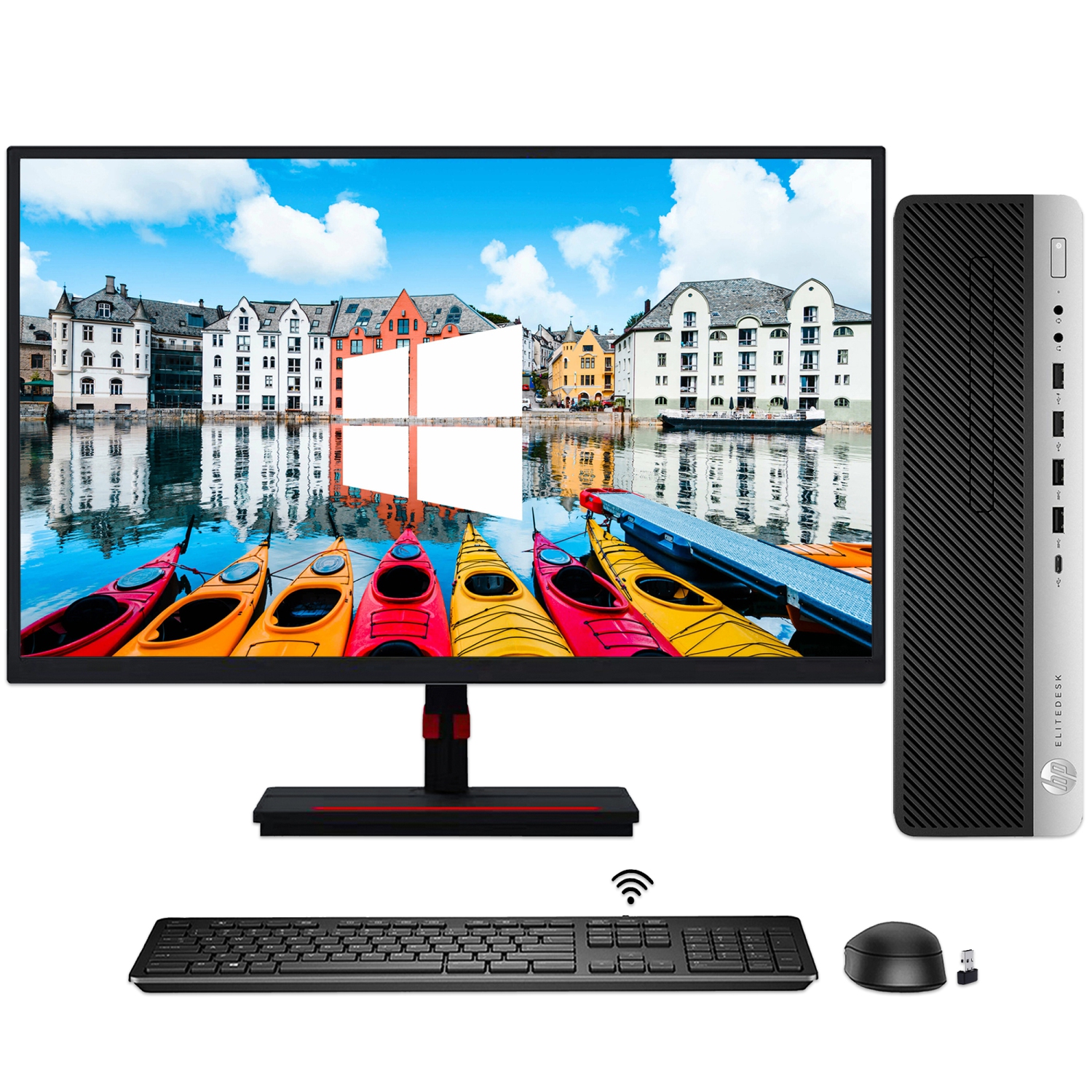 Refurbished (Good) - Business PC - HP EliteDesk 800 G3 SFF Desktop Computer - New 22 inch Monitor - Intel i5 - 16GB RAM - 512GB NVMe SSD - Windows 10 Pro - Wireless Keyboard Mouse