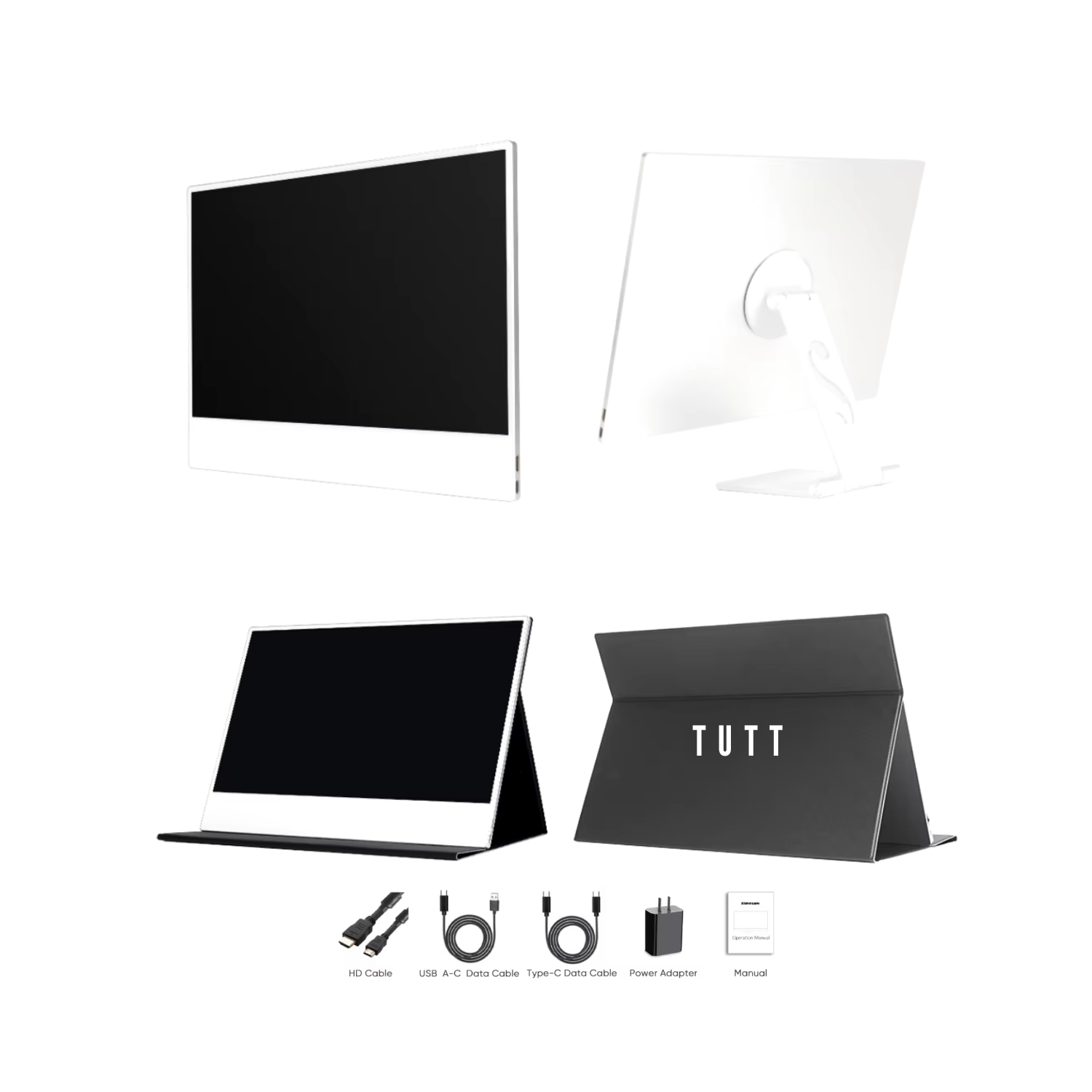 TUTT 16” Portable Touchscreen Monitor FHD IPS | Stand & Case | Built-in Speaker | Aluminum Frame