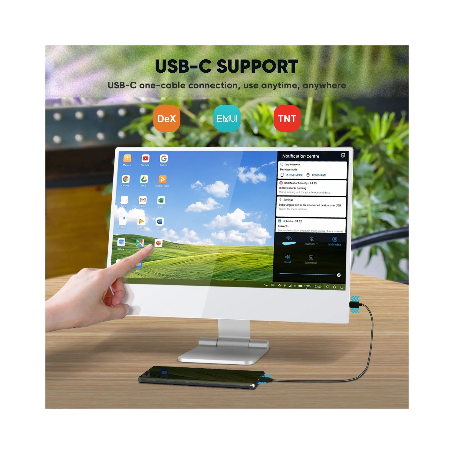 TUTT 16” Portable Touchscreen Monitor FHD IPS | Stand & Case | Built-in Speaker | Aluminum Frame