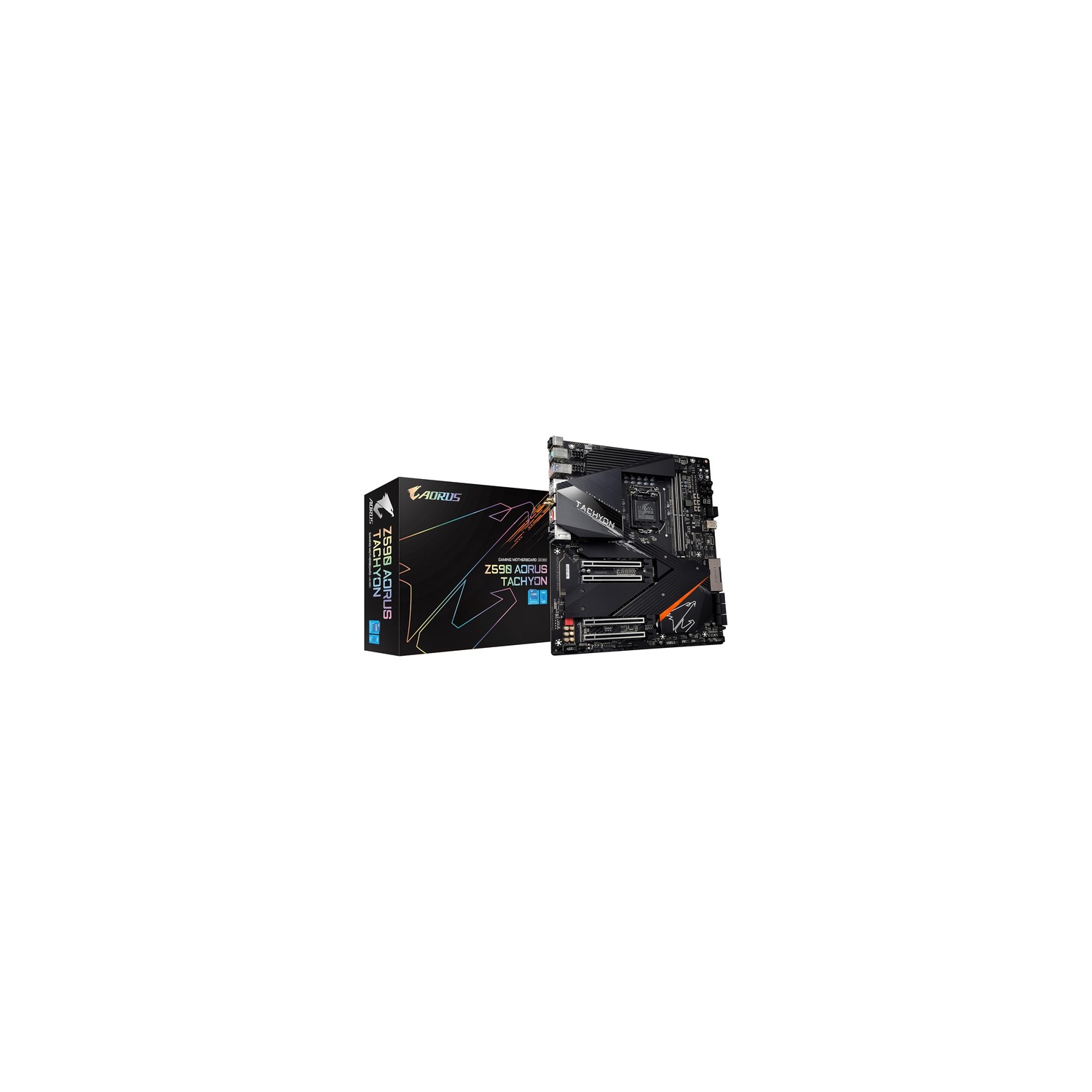 GIGABYTE Z590 AORUS TACHYON (LGA 1200/ Intel/ Z590/ ATX/Triple M.2/ PCIe 4.0/ USB 3.2 Gen2X2 Type-C/Intel WIFI 6E/ 2.5GbE LAN/Onboard Overclocking Kit/Motherboard)