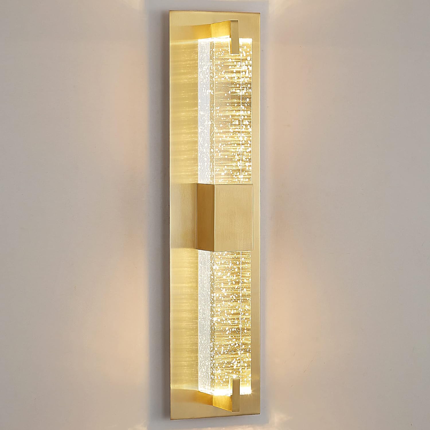 LED Wall Sconce Light: 19 Inch Gold Modern Sconces Wall Lighting 3000K Dimmable Crystal Wall Lamps Indoor Bathroom Sconce Wall Mount Light Fixtures