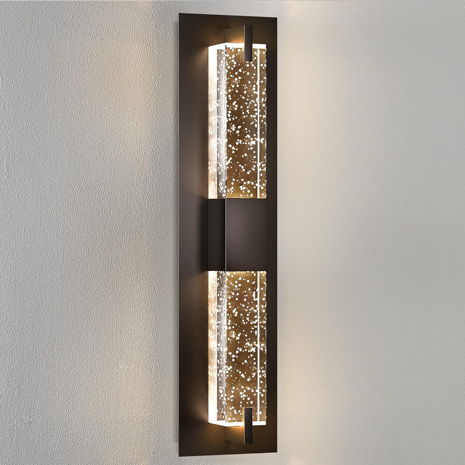 LED Wall Sconce Light: 19 Inch Black Modern Sconces Wall Lighting 3000K Dimmable Crystal Wall Lamps Indoor Bathroom Sconce Wall Mount Light Fixtures