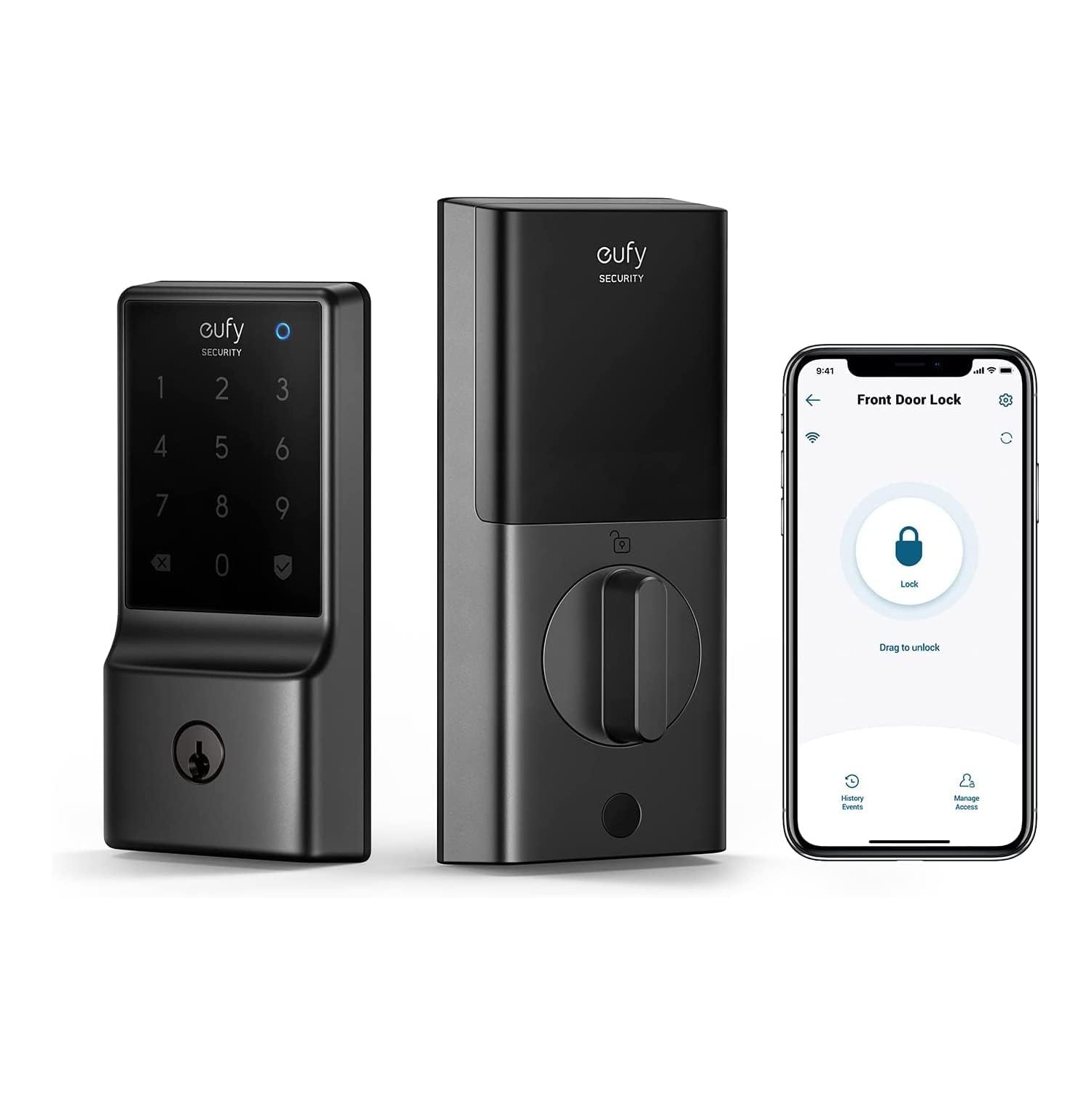 Refurbished(Excellent)- eufy Security Smart Lock C210, Keyless Entry Door Lock for Front Door, No Bridge Required, Easy Install, Touchscreen Keypad, Remote Control