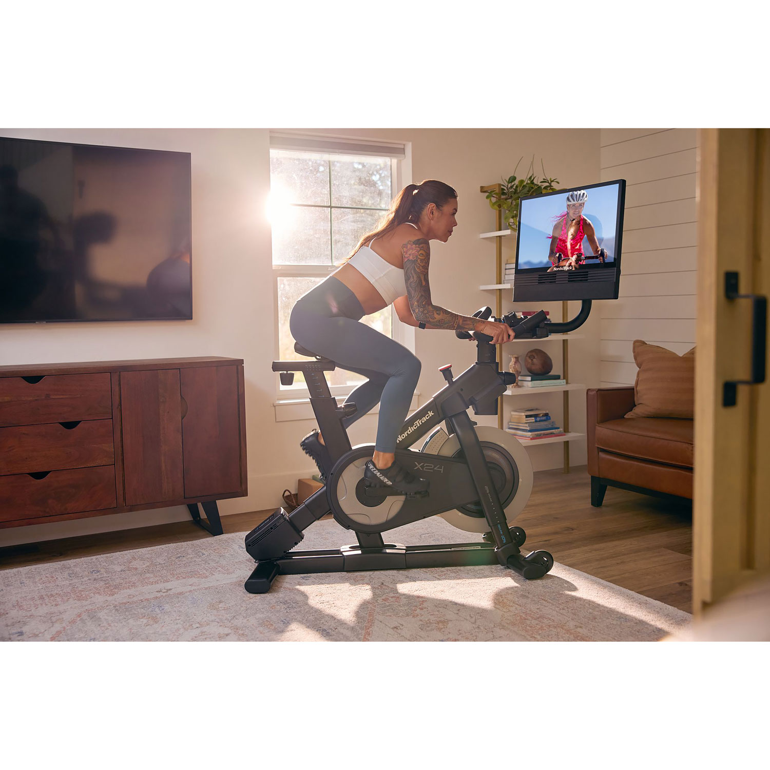 NordicTrack X24 Stationary Spin Bike w/ Pivoting 24" Touchscreen Display