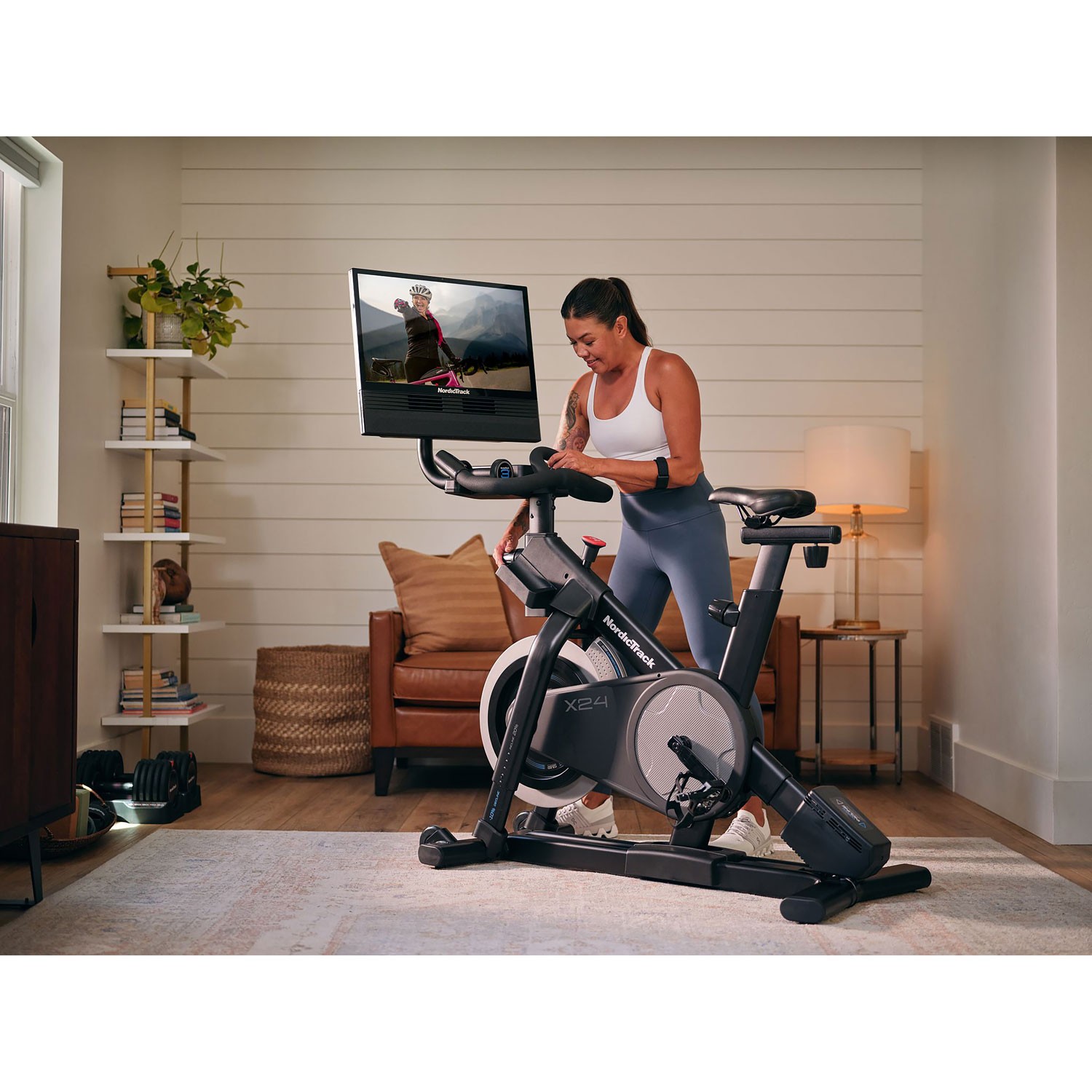 NordicTrack X24 Stationary Spin Bike w/ Pivoting 24" Touchscreen Display