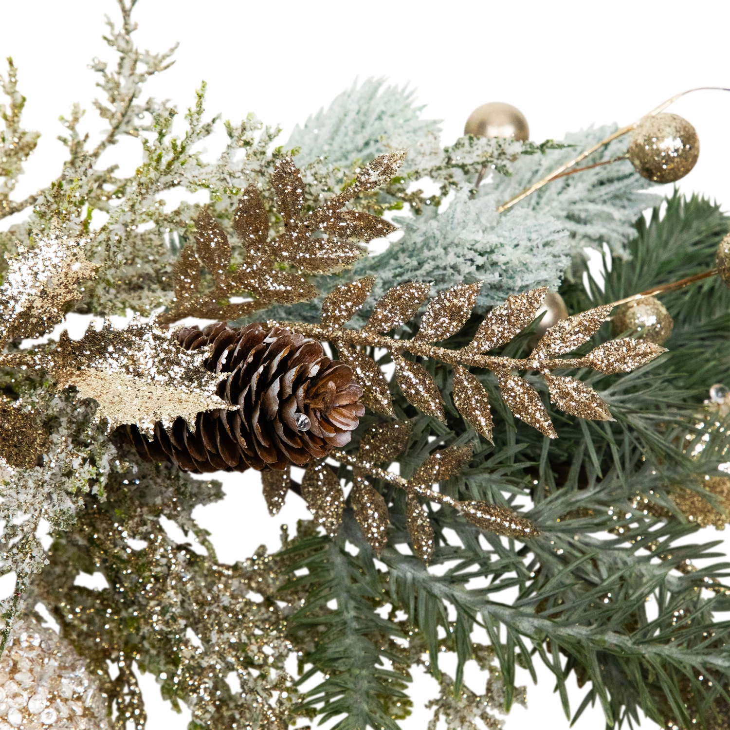 Glittered Mixed Foliage with Ornaments Artificial Christmas Garland - 6' x 7" - Unlit