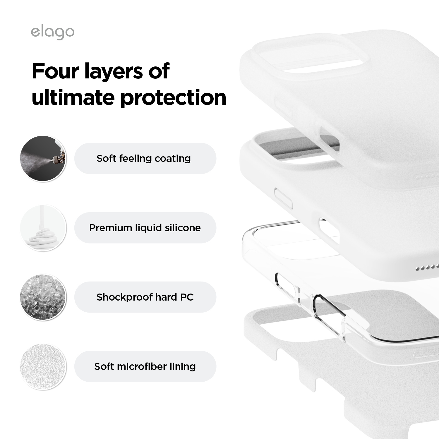 elago Compatible with iPhone 16 Pro Max Case, Premium Liquid Silicone Case, Full Body Protective Cover, Shockproof, Anti-Scratch Soft Microfiber