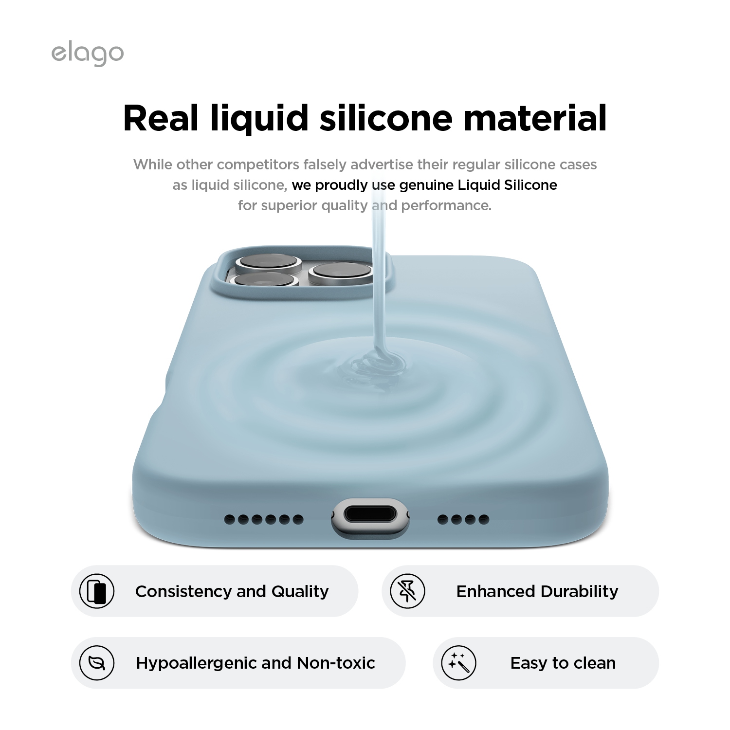 Elago compatible avec l'étui iPhone 16 Pro Max, l'étui en silicone liquide de qualité supérieure, l'étui protecteur intégral, antichoc, doublure