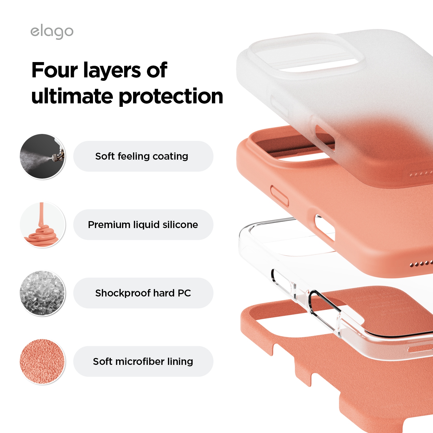 elago Compatible with iPhone 16 Pro Max Case, Premium Liquid Silicone Case, Full Body Protective Cover, Shockproof, Anti-Scratch Soft Microfiber