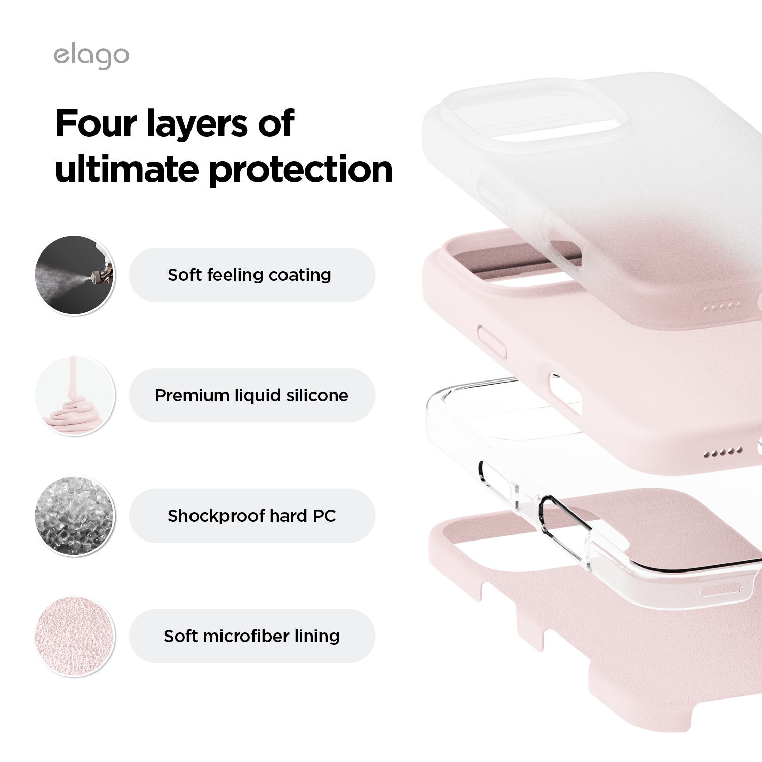 elago Compatible with iPhone 16 Pro Case, Premium Liquid Silicone Case, Full Body Protective Cover, Shockproof, Anti-Scratch Soft Microfiber Lining,