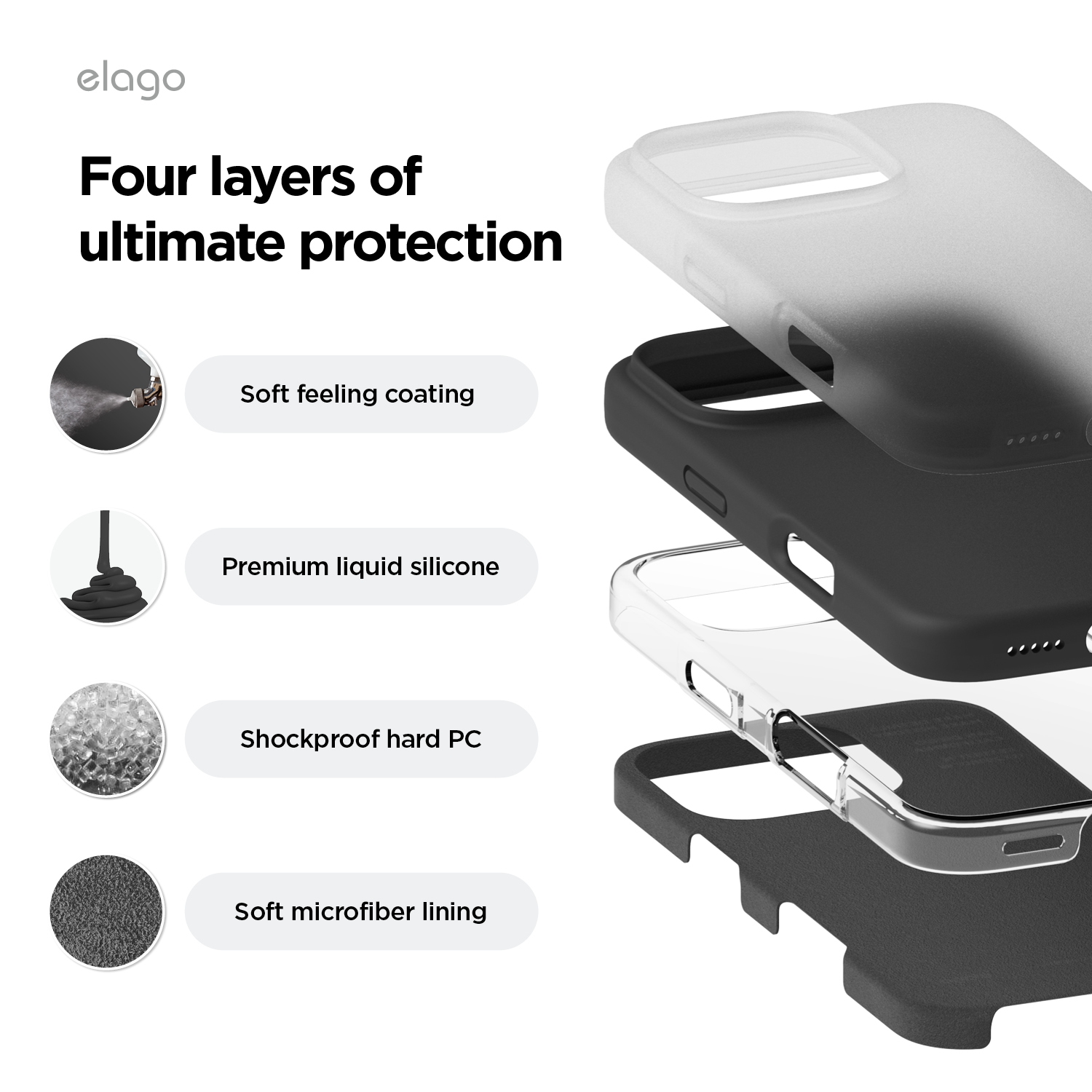 elago Compatible with iPhone 16 Pro Case, Premium Liquid Silicone Case, Full Body Protective Cover, Shockproof, Anti-Scratch Soft Microfiber Lining,