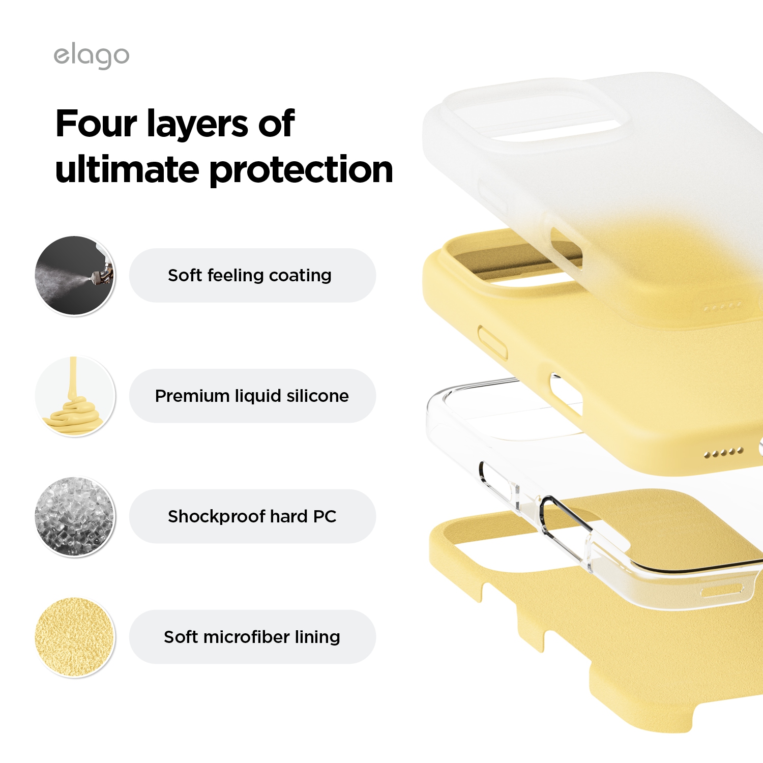 elago Compatible with iPhone 16 Pro Case, Premium Liquid Silicone Case, Full Body Protective Cover, Shockproof, Anti-Scratch Soft Microfiber Lining,