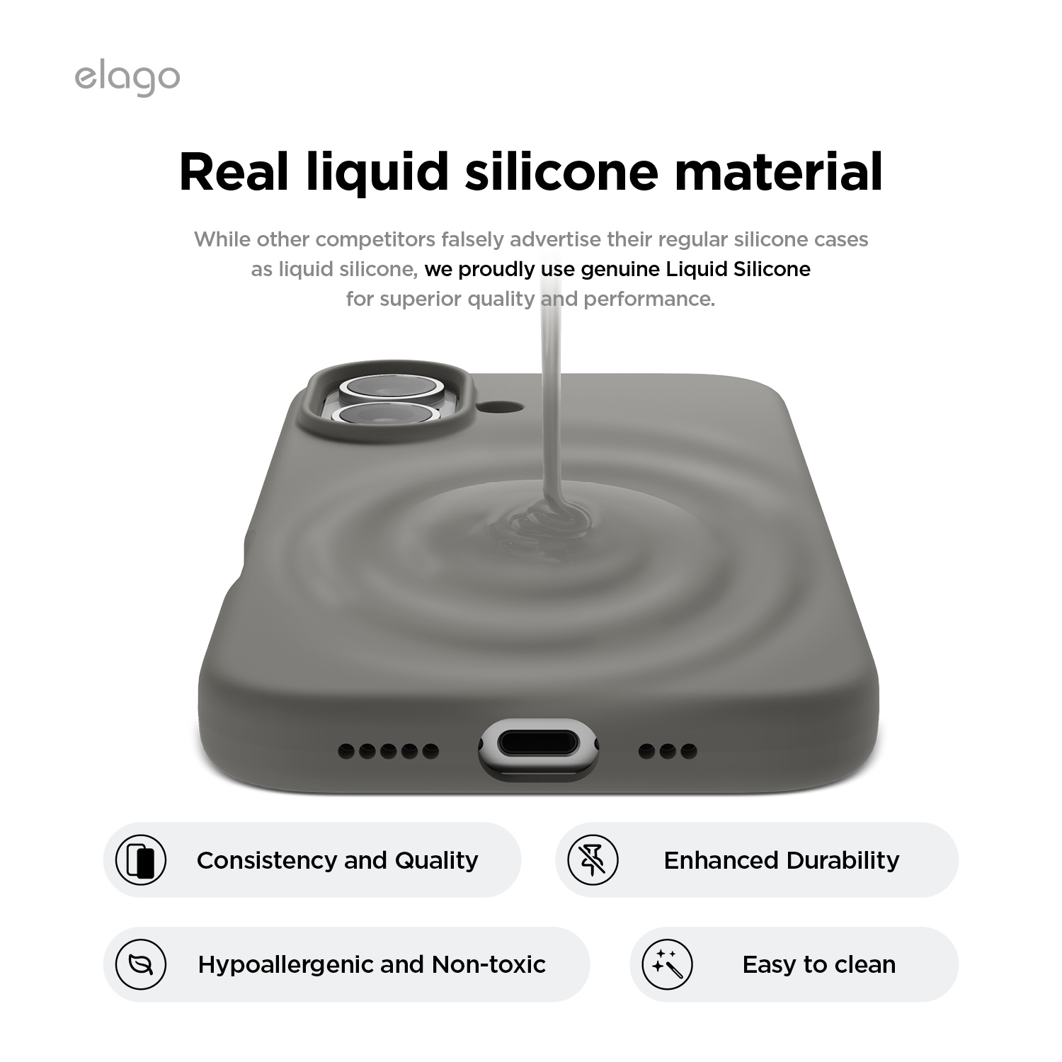 elago Compatible with iPhone 16 Case, Premium Liquid Silicone Case, Full Body Protective Cover, Shockproof, Anti-Scratch Soft Microfiber Lining, 6.1