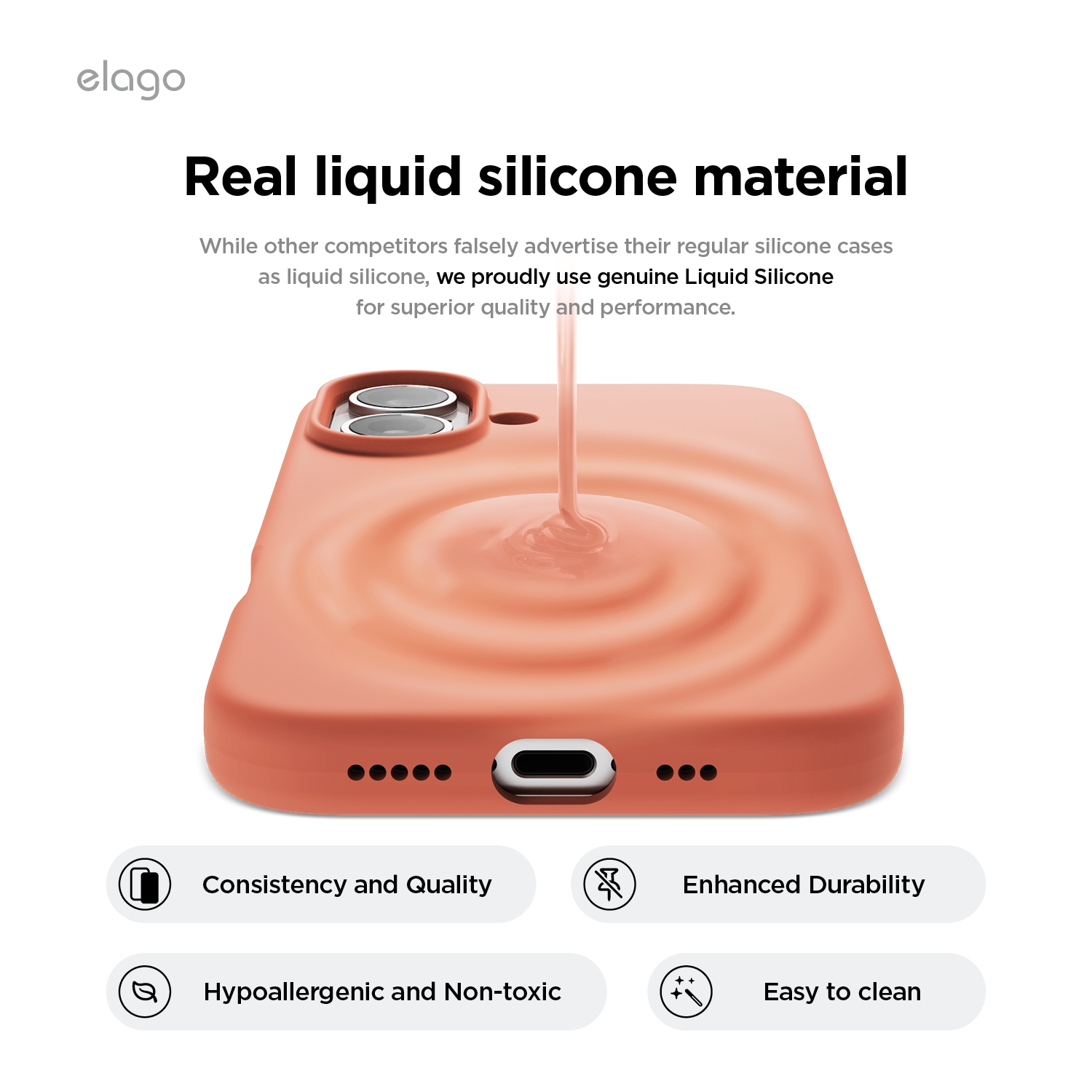 elago Compatible with iPhone 16 Case, Premium Liquid Silicone Case, Full Body Protective Cover, Shockproof, Anti-Scratch Soft Microfiber Lining, 6.1