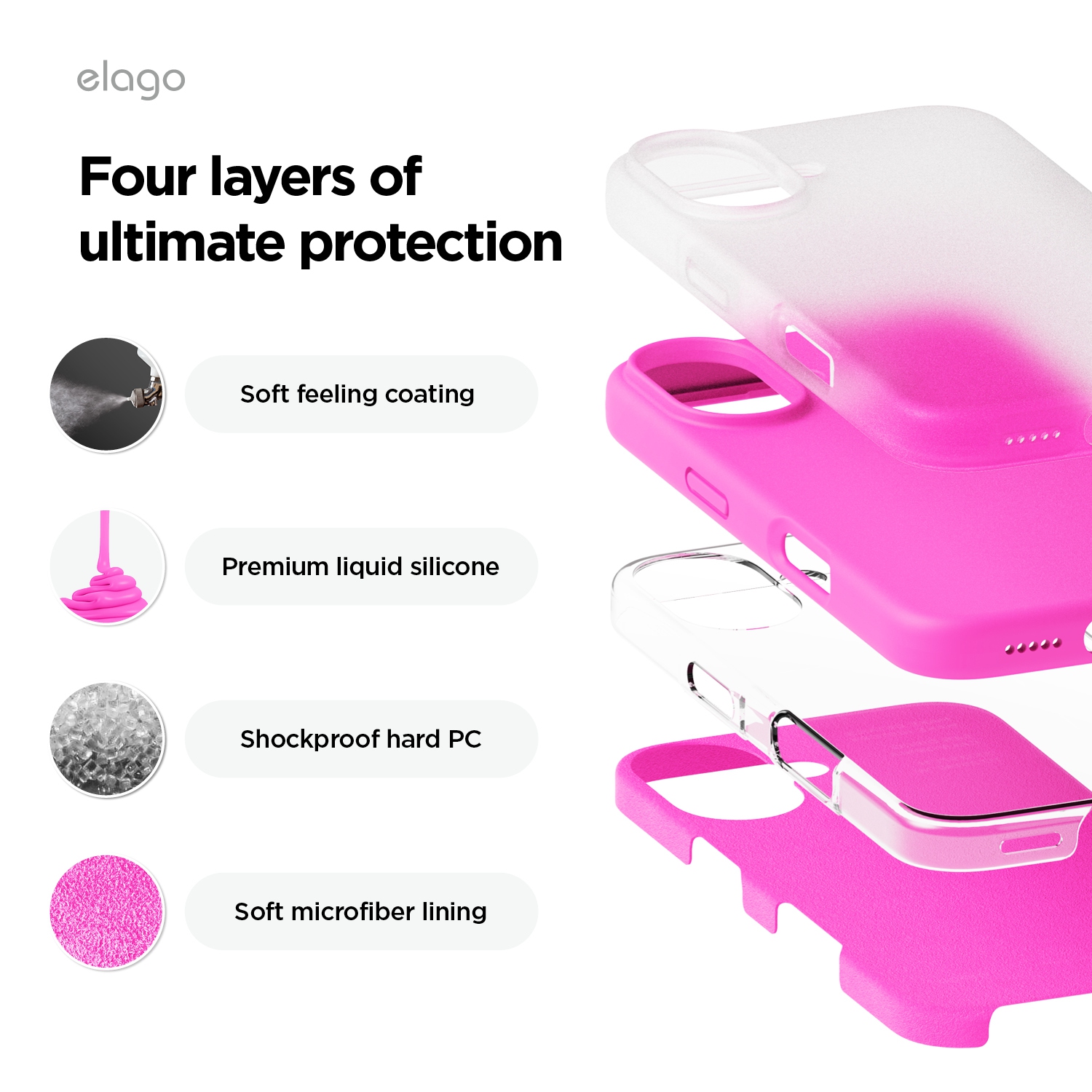 elago Compatible with iPhone 16 Case, Premium Liquid Silicone Case, Full Body Protective Cover, Shockproof, Anti-Scratch Soft Microfiber Lining, 6.1