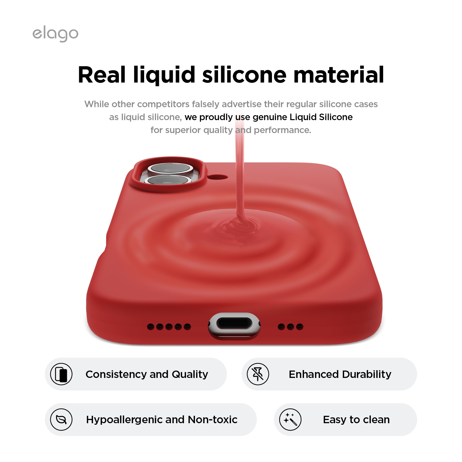 elago Compatible with iPhone 16 Case, Premium Liquid Silicone Case, Full Body Protective Cover, Shockproof, Anti-Scratch Soft Microfiber Lining, 6.1