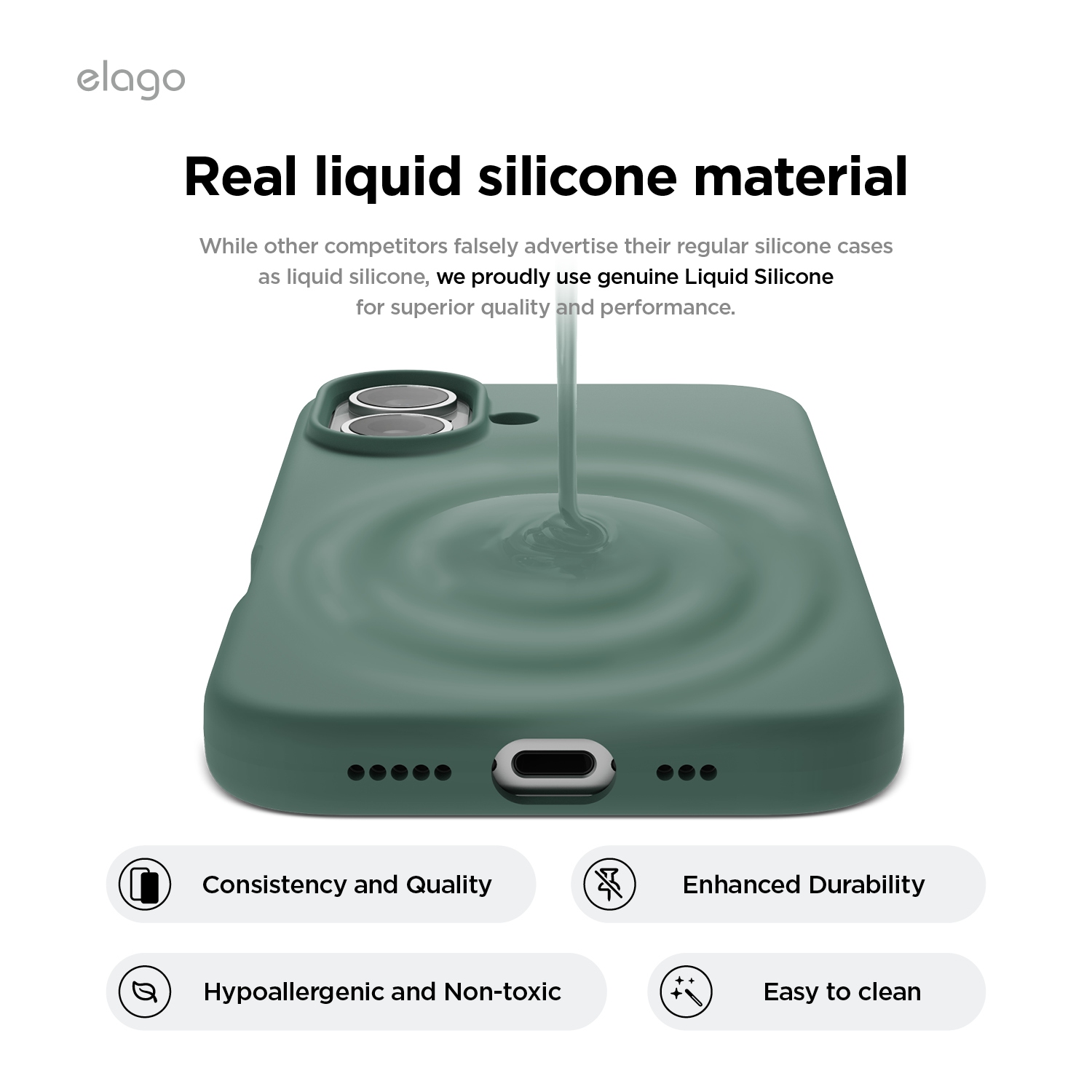 elago Compatible with iPhone 16 Case, Premium Liquid Silicone Case, Full Body Protective Cover, Shockproof, Anti-Scratch Soft Microfiber Lining, 6.1
