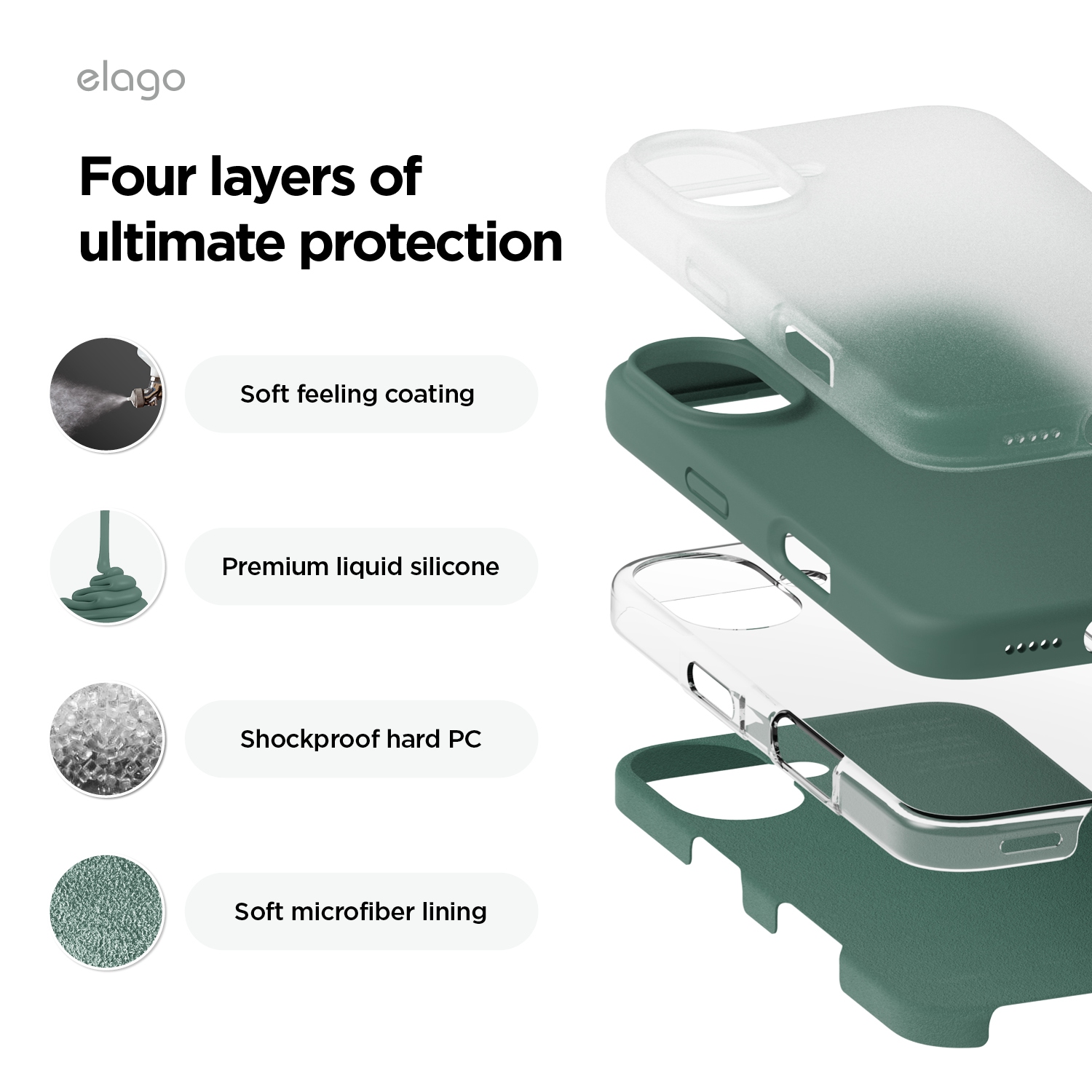 elago Compatible with iPhone 16 Case, Premium Liquid Silicone Case, Full Body Protective Cover, Shockproof, Anti-Scratch Soft Microfiber Lining, 6.1