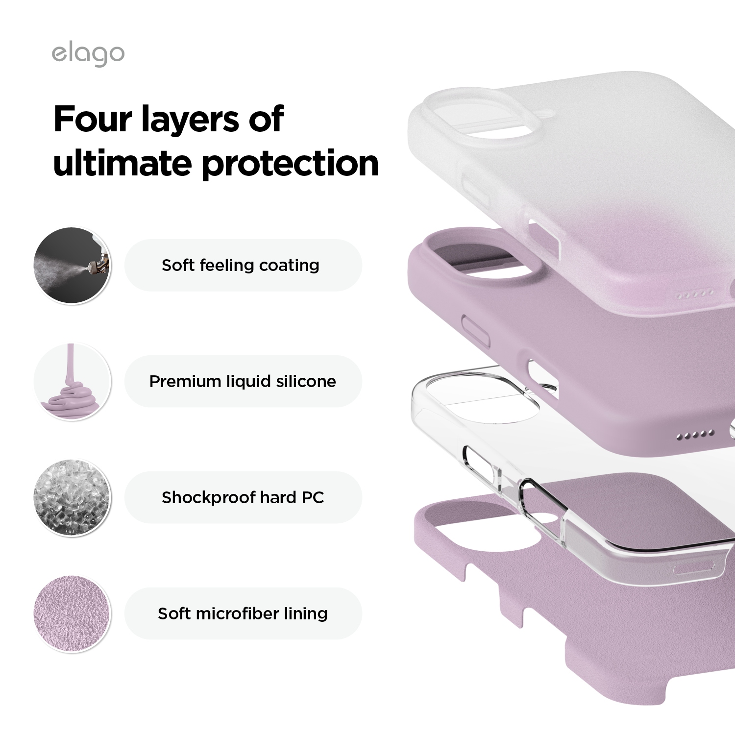 elago Compatible with iPhone 16 Case, Premium Liquid Silicone Case, Full Body Protective Cover, Shockproof, Anti-Scratch Soft Microfiber Lining, 6.1