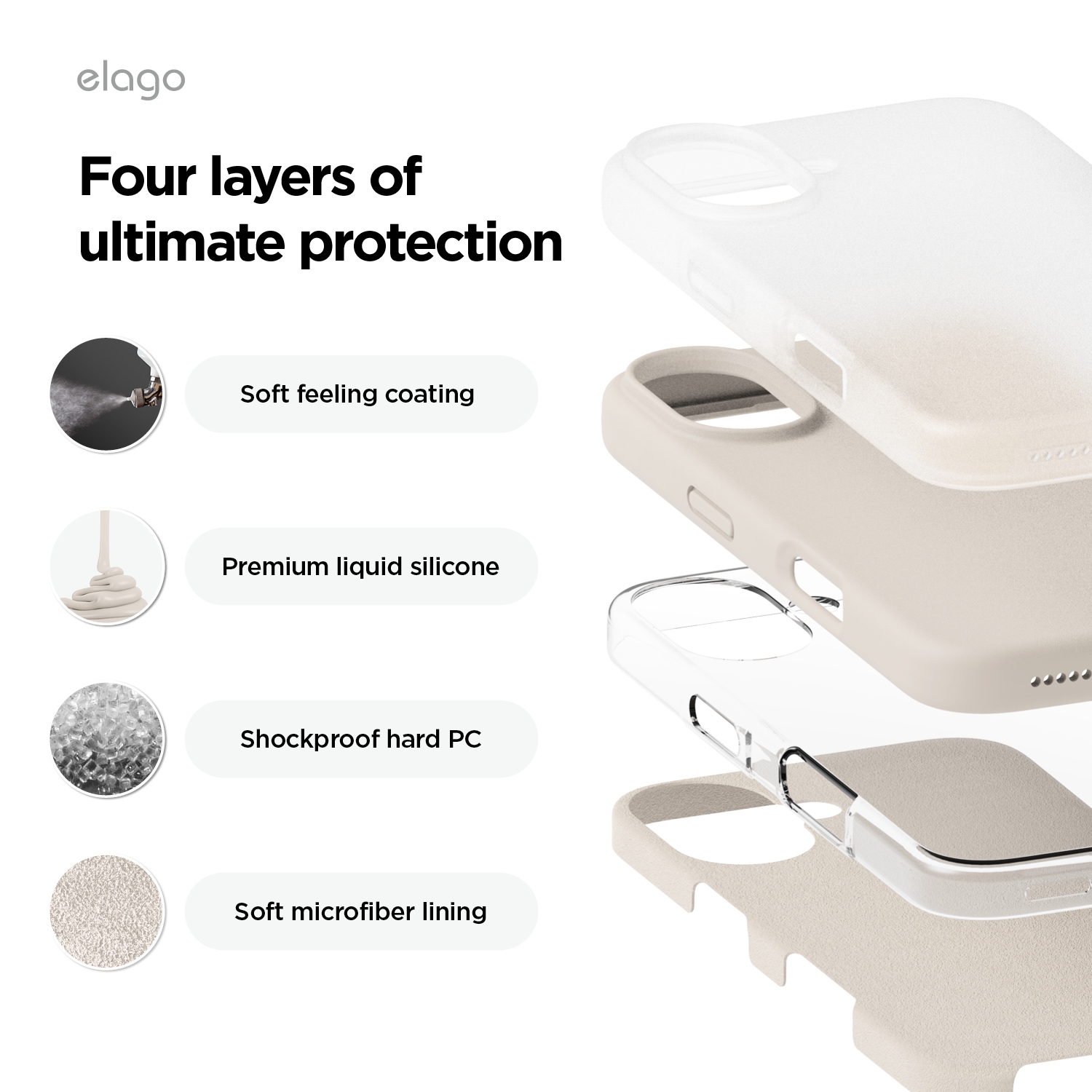 elago Compatible with iPhone 16 Plus Case, Premium Liquid Silicone Case, Full Body Protective Cover, Shockproof, Anti-Scratch Soft Microfiber Lining,