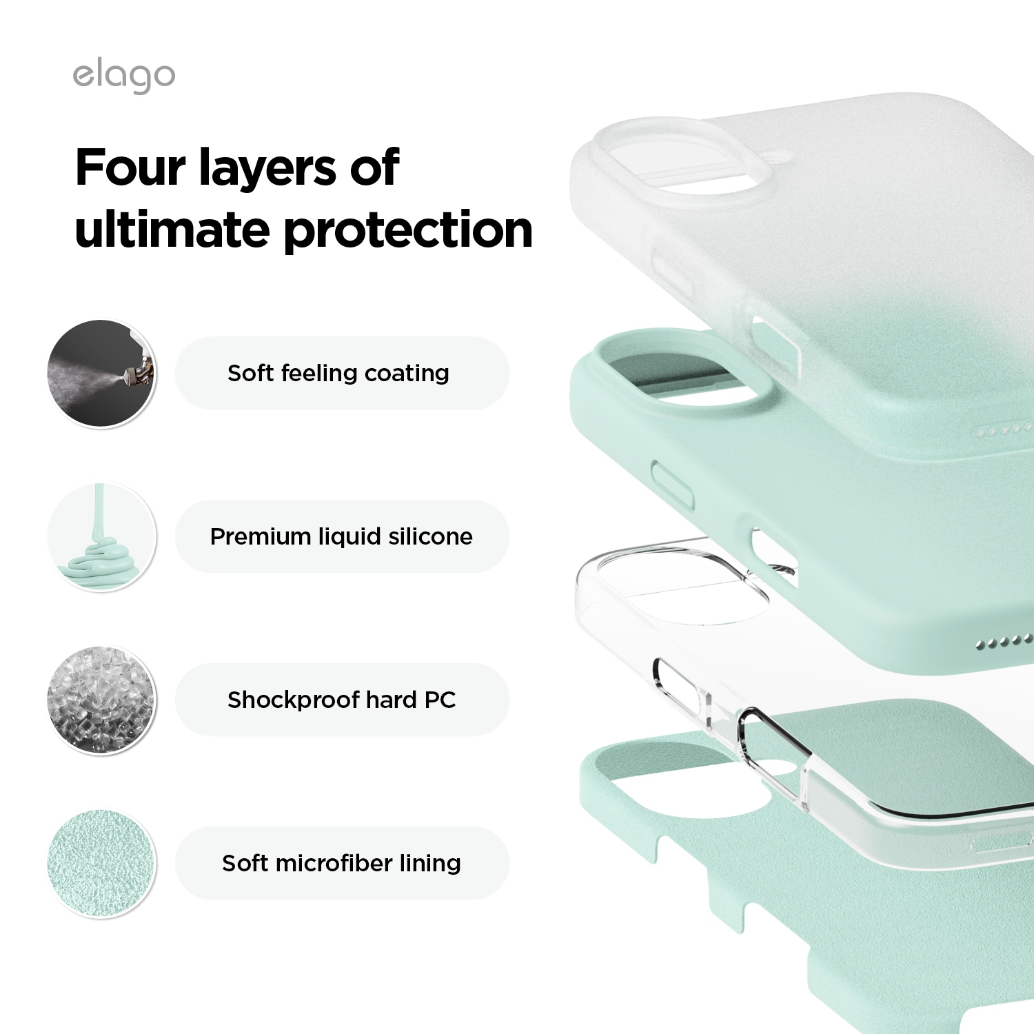 elago Compatible with iPhone 16 Plus Case, Premium Liquid Silicone Case, Full Body Protective Cover, Shockproof, Anti-Scratch Soft Microfiber Lining,