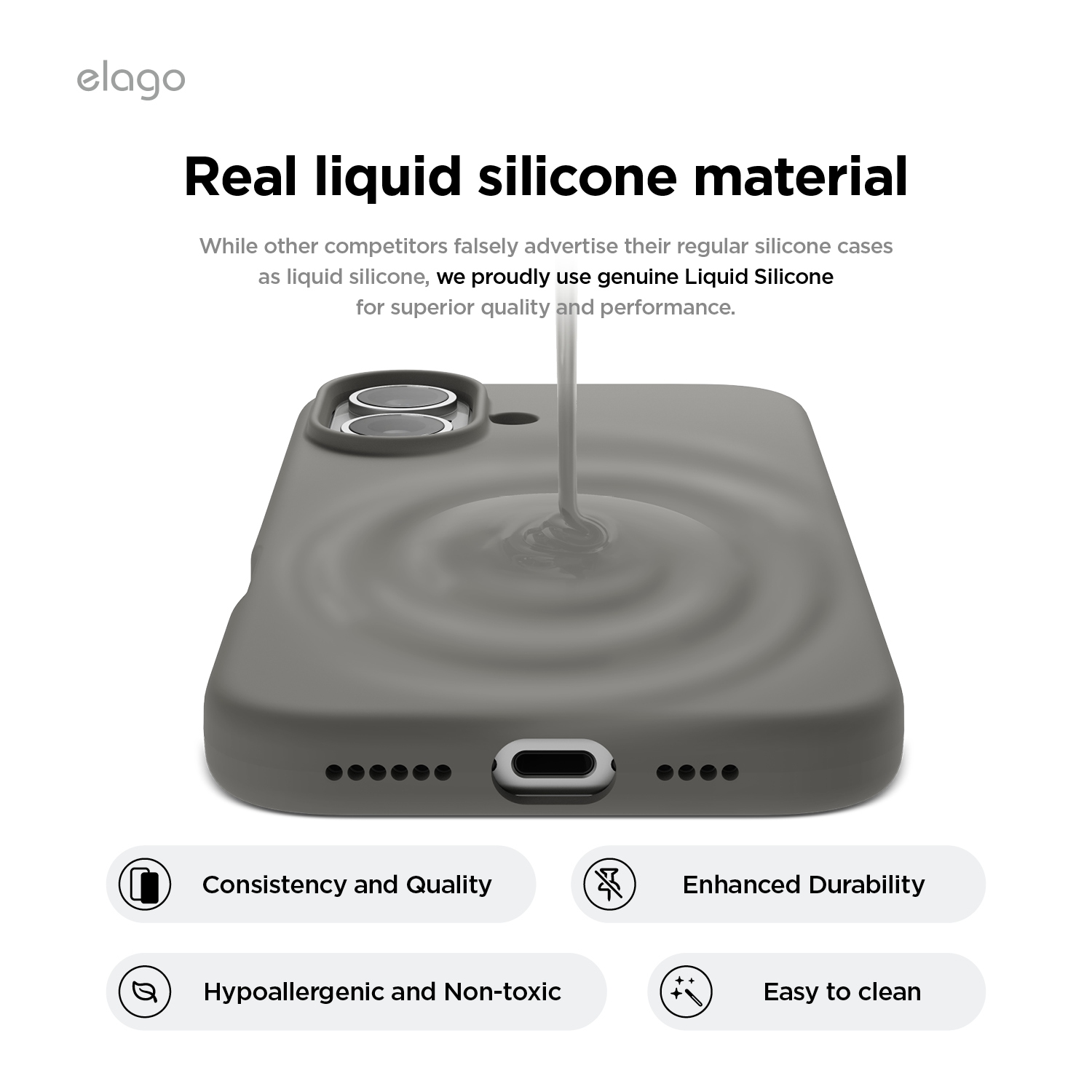 elago Compatible with iPhone 16 Plus Case, Premium Liquid Silicone Case, Full Body Protective Cover, Shockproof, Anti-Scratch Soft Microfiber Lining,