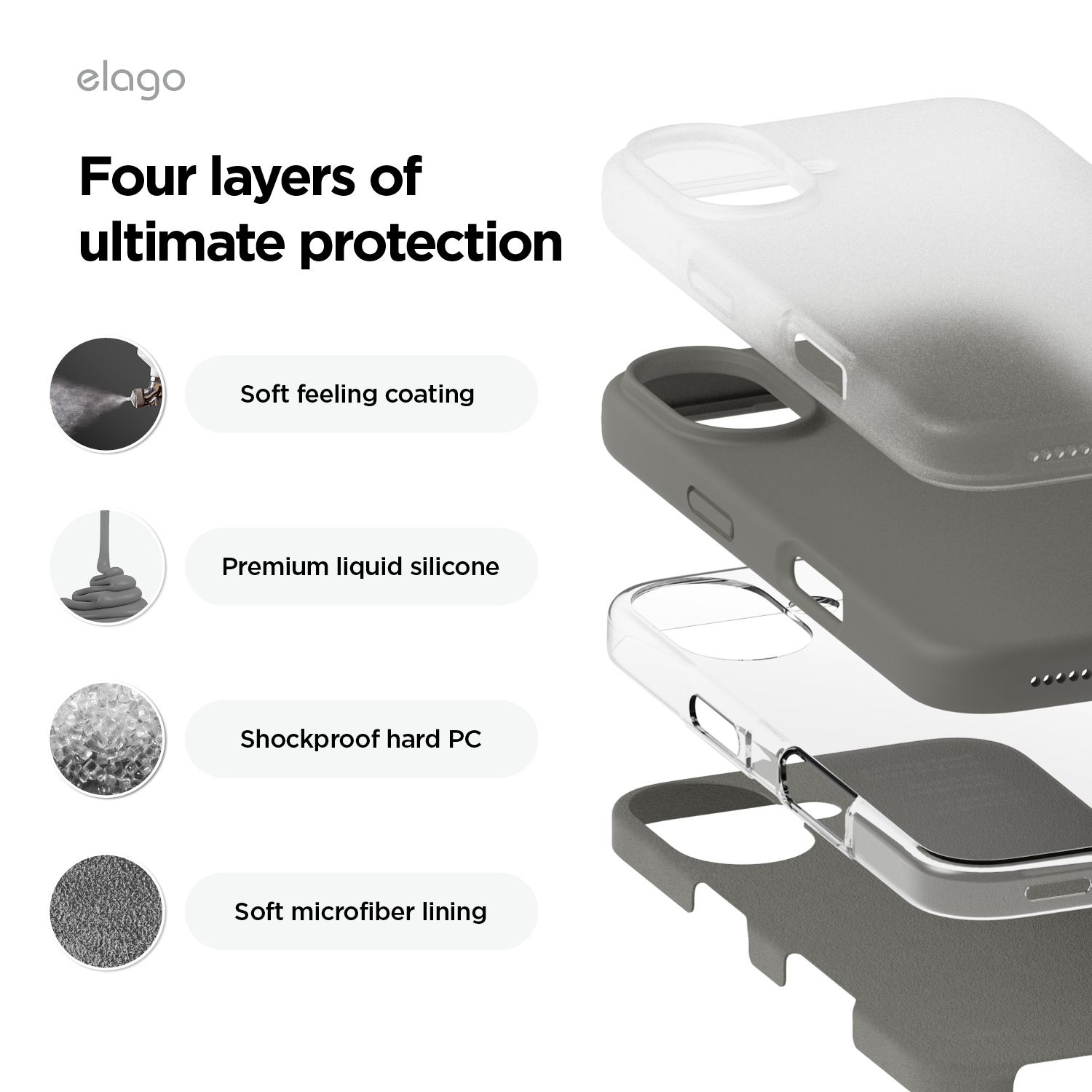 elago Compatible with iPhone 16 Plus Case, Premium Liquid Silicone Case, Full Body Protective Cover, Shockproof, Anti-Scratch Soft Microfiber Lining,