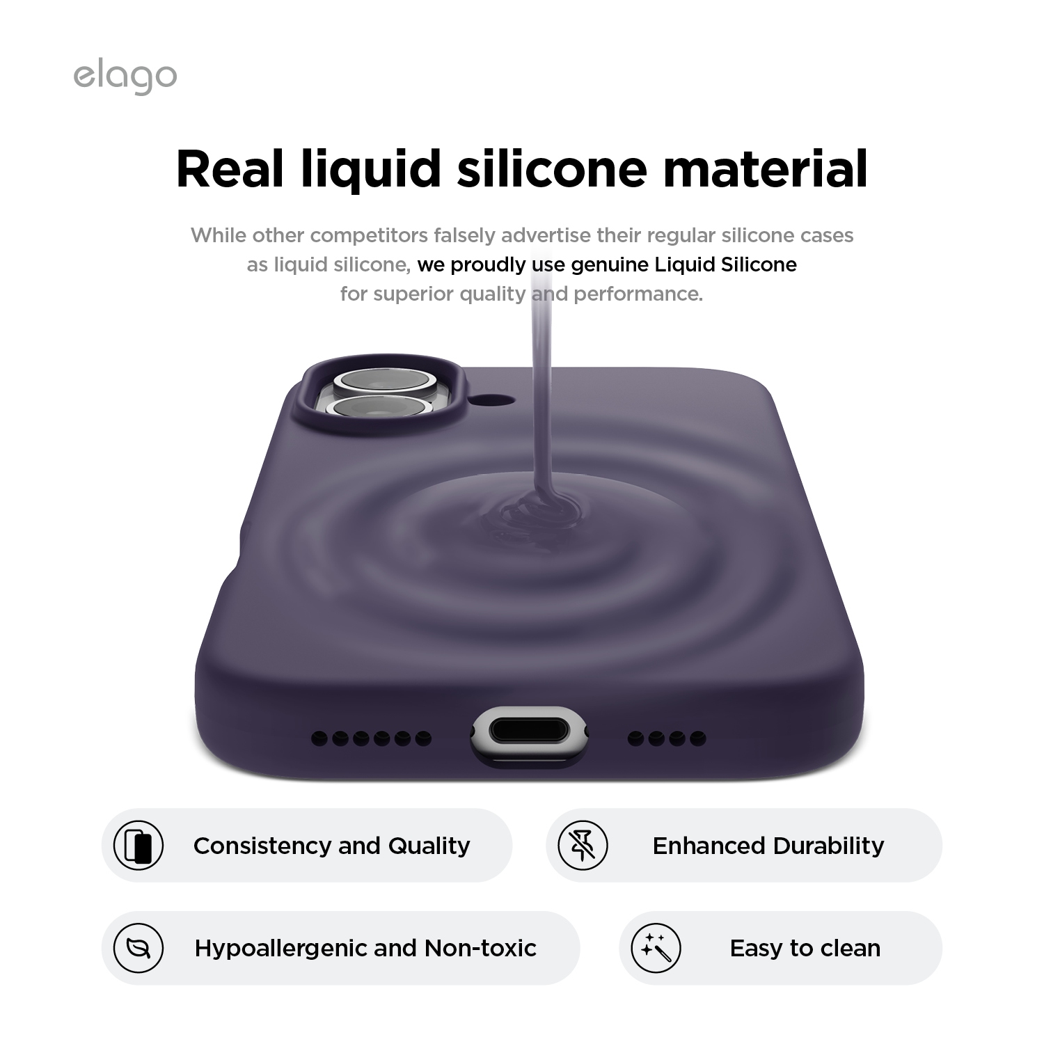 elago Compatible with iPhone 16 Plus Case, Premium Liquid Silicone Case, Full Body Protective Cover, Shockproof, Anti-Scratch Soft Microfiber Lining,