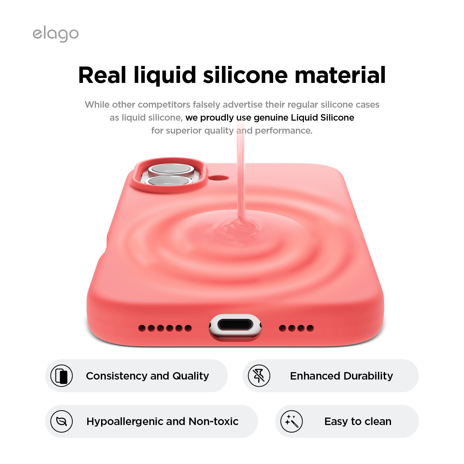 elago Compatible with iPhone 16 Plus Case, Premium Liquid Silicone Case, Full Body Protective Cover, Shockproof, Anti-Scratch Soft Microfiber Lining,